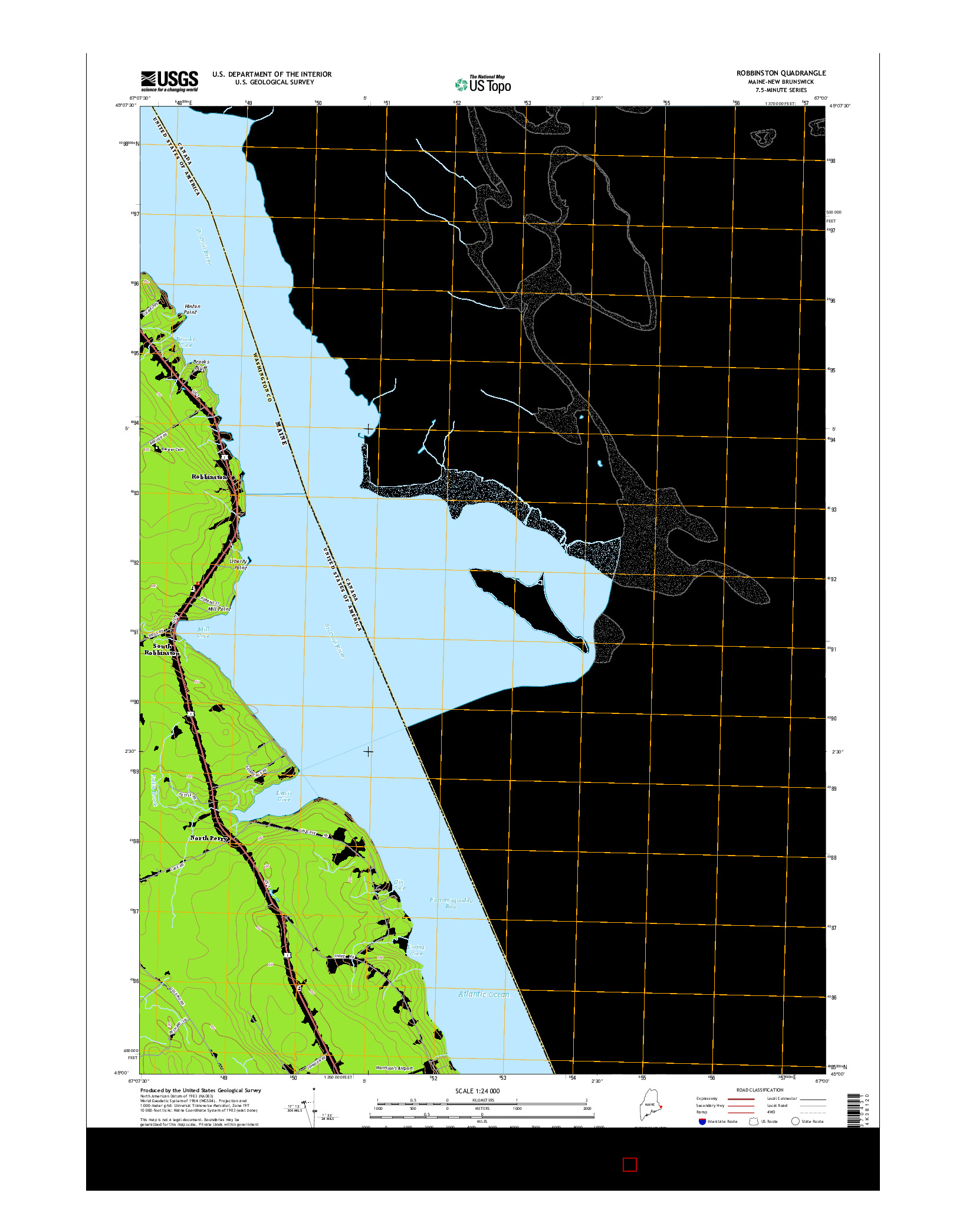 USGS US TOPO 7.5-MINUTE MAP FOR ROBBINSTON, ME-NB 2014