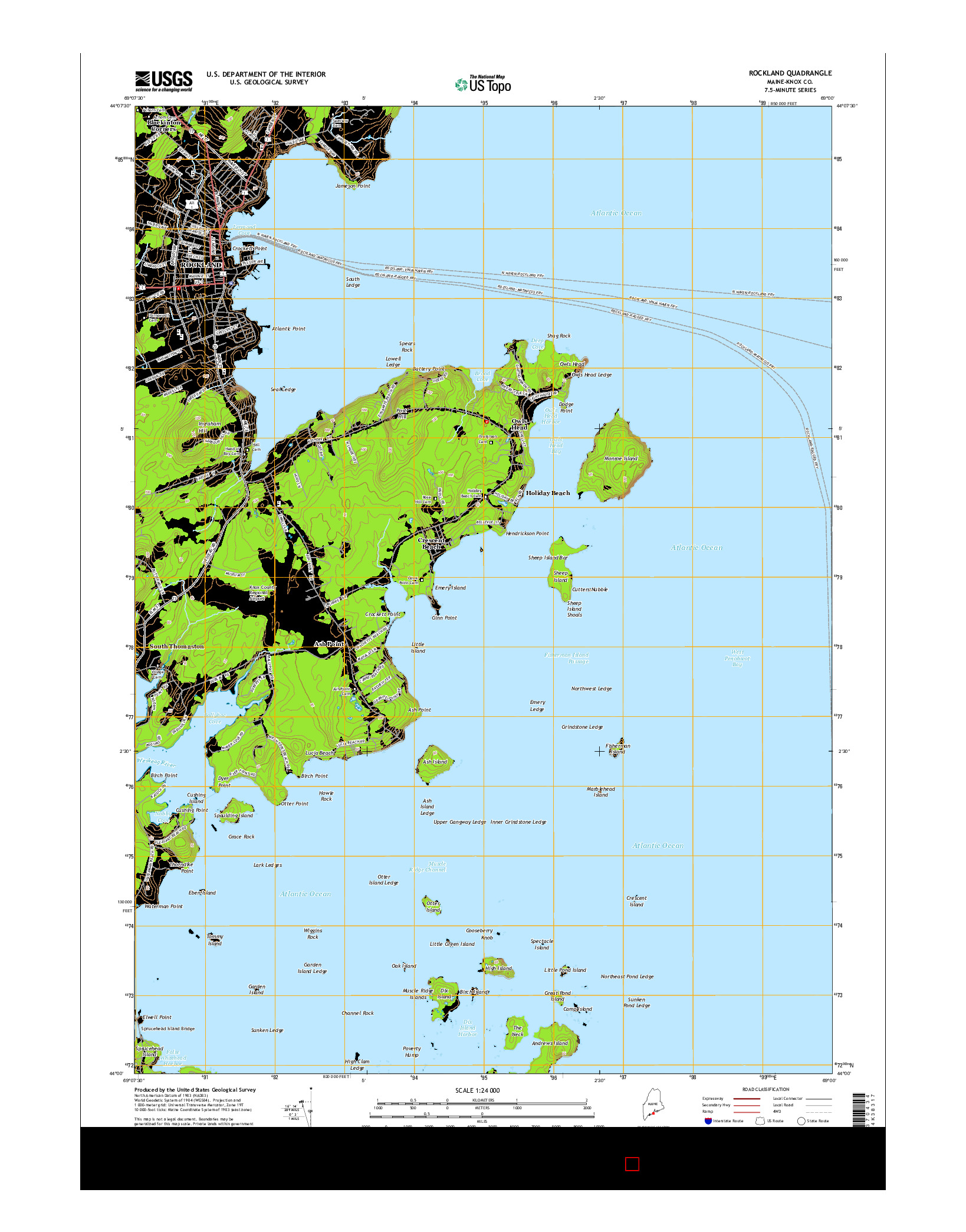 USGS US TOPO 7.5-MINUTE MAP FOR ROCKLAND, ME 2014