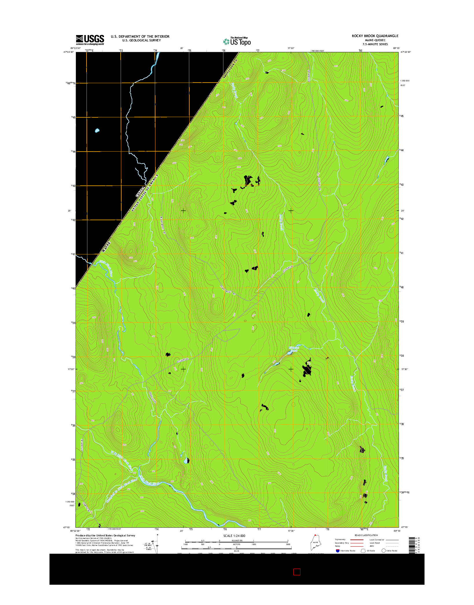 USGS US TOPO 7.5-MINUTE MAP FOR ROCKY BROOK, ME-QC 2014