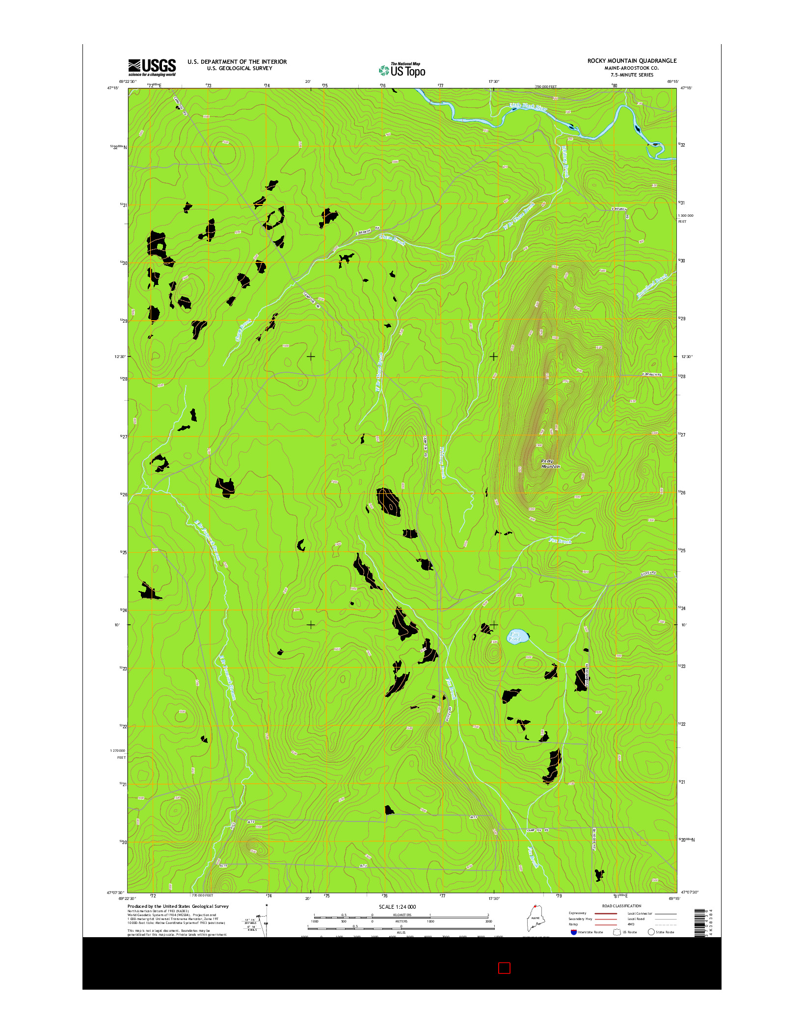 USGS US TOPO 7.5-MINUTE MAP FOR ROCKY MOUNTAIN, ME 2014