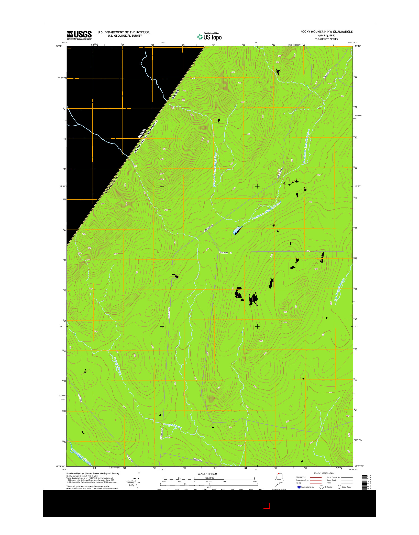 USGS US TOPO 7.5-MINUTE MAP FOR ROCKY MOUNTAIN NW, ME-QC 2014