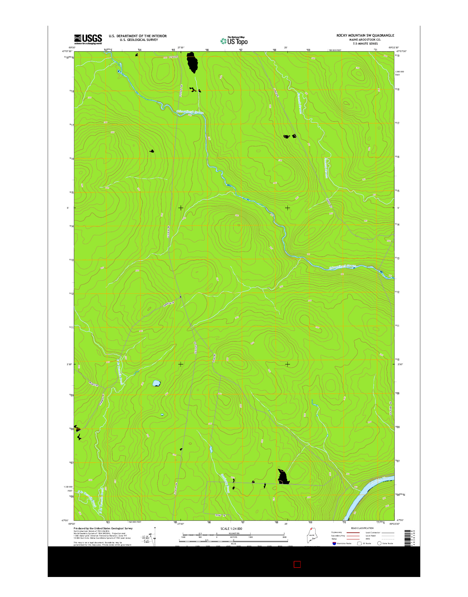 USGS US TOPO 7.5-MINUTE MAP FOR ROCKY MOUNTAIN SW, ME 2014