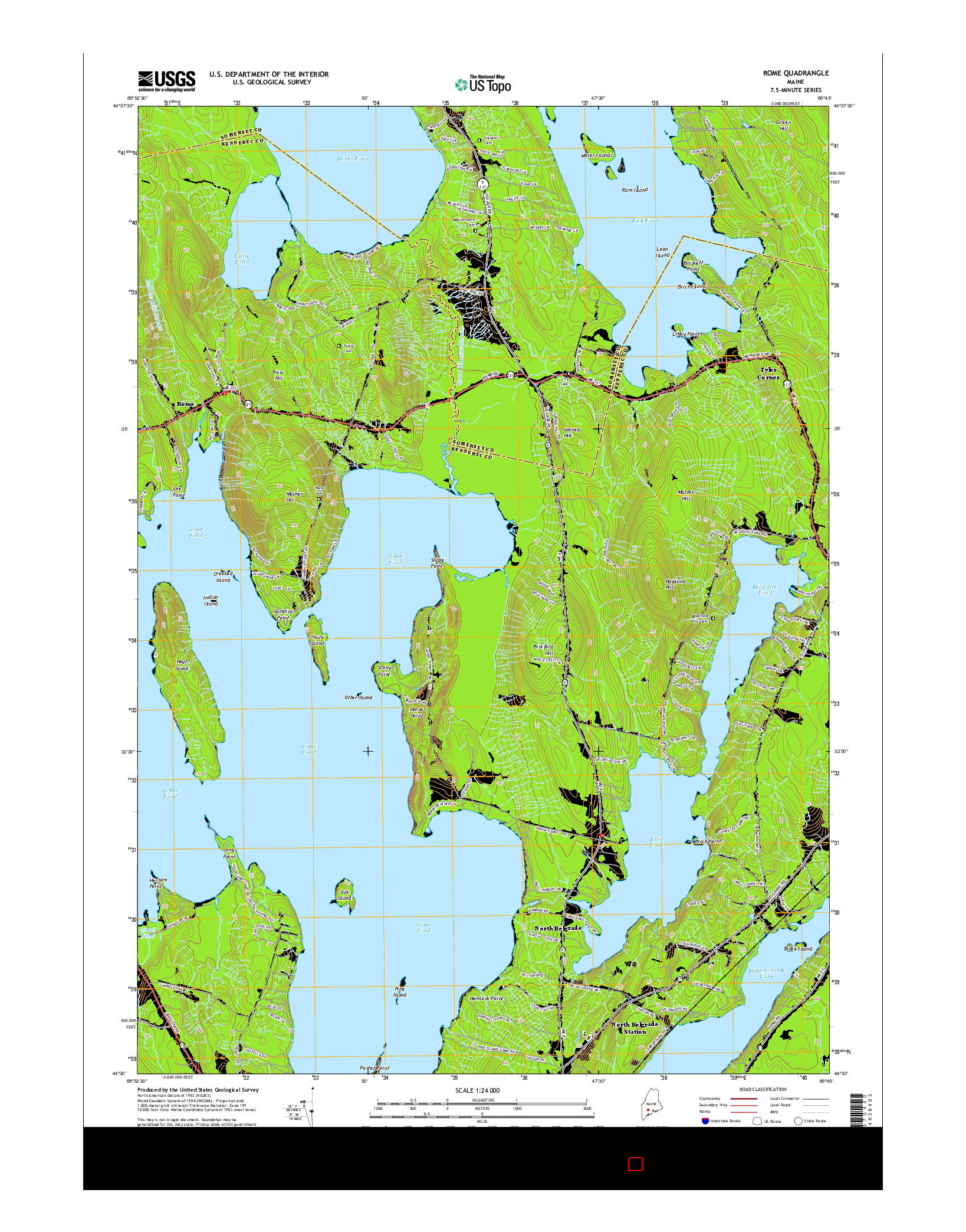 USGS US TOPO 7.5-MINUTE MAP FOR ROME, ME 2014
