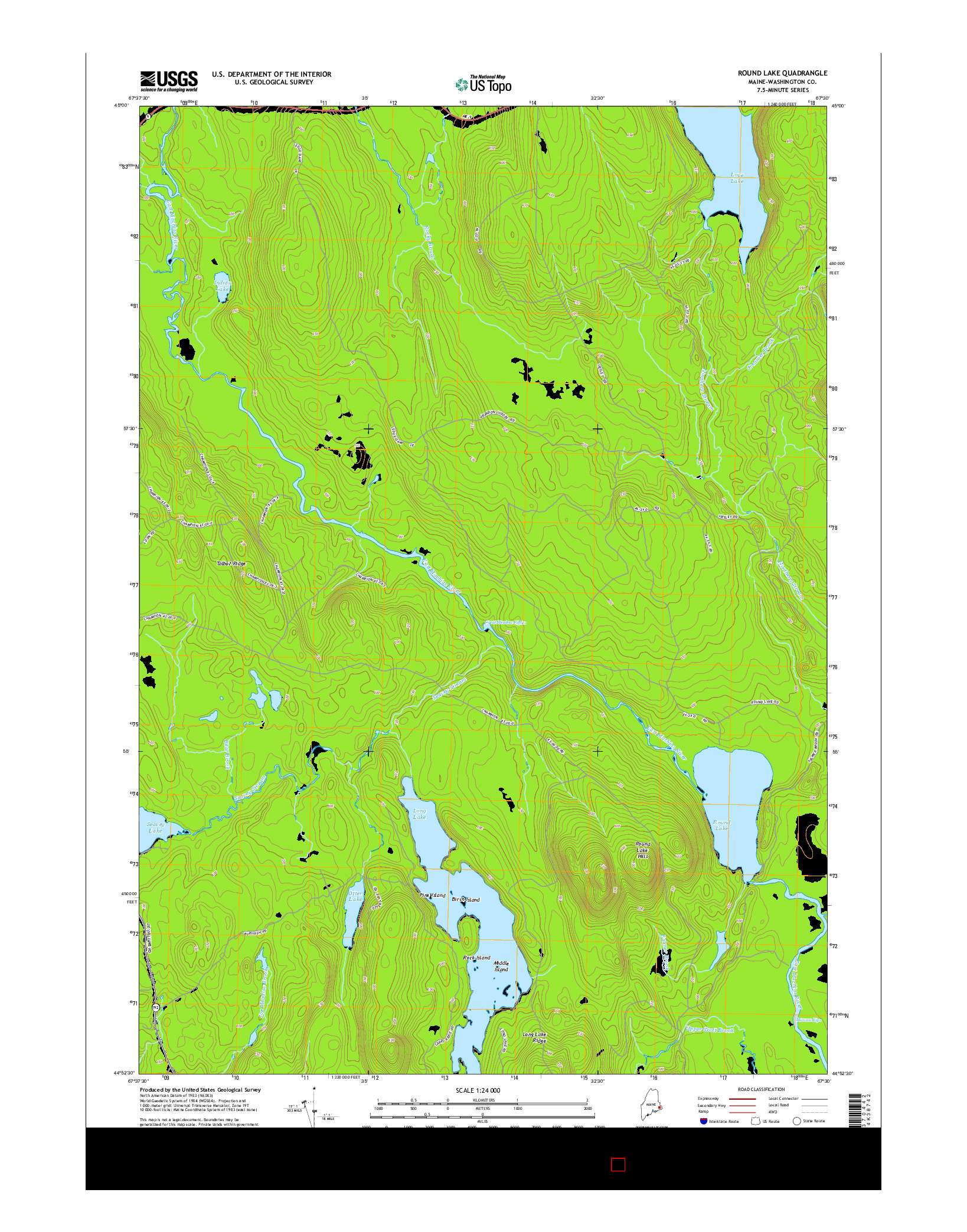 USGS US TOPO 7.5-MINUTE MAP FOR ROUND LAKE, ME 2014