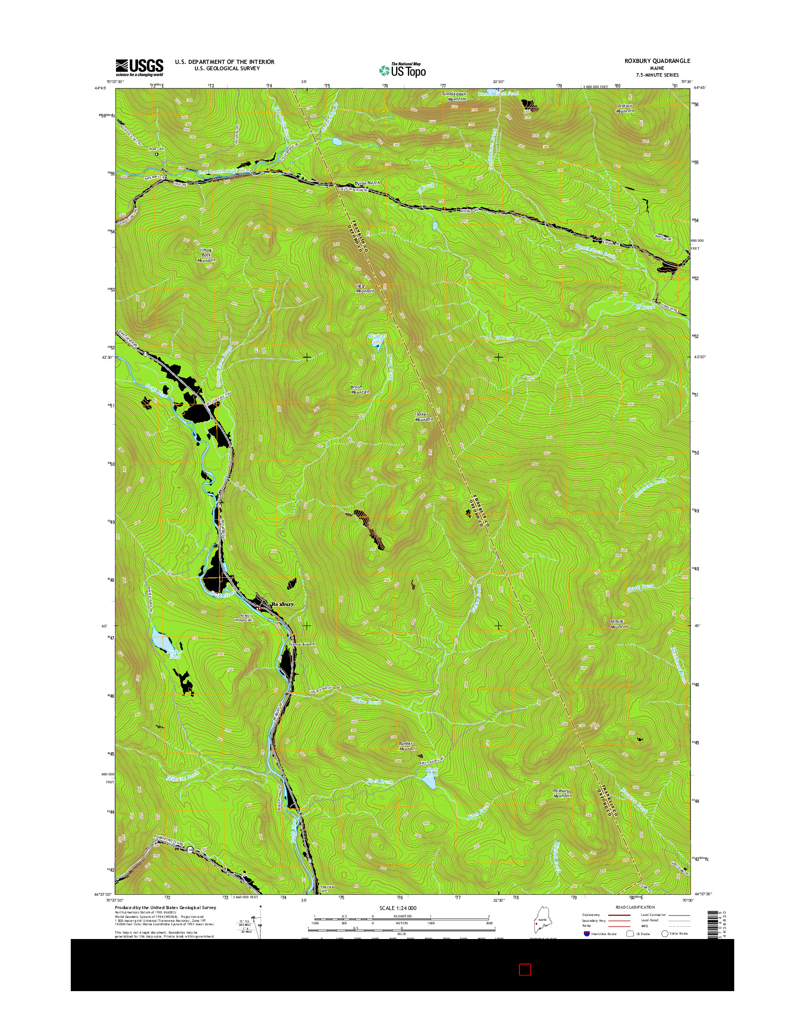 USGS US TOPO 7.5-MINUTE MAP FOR ROXBURY, ME 2014