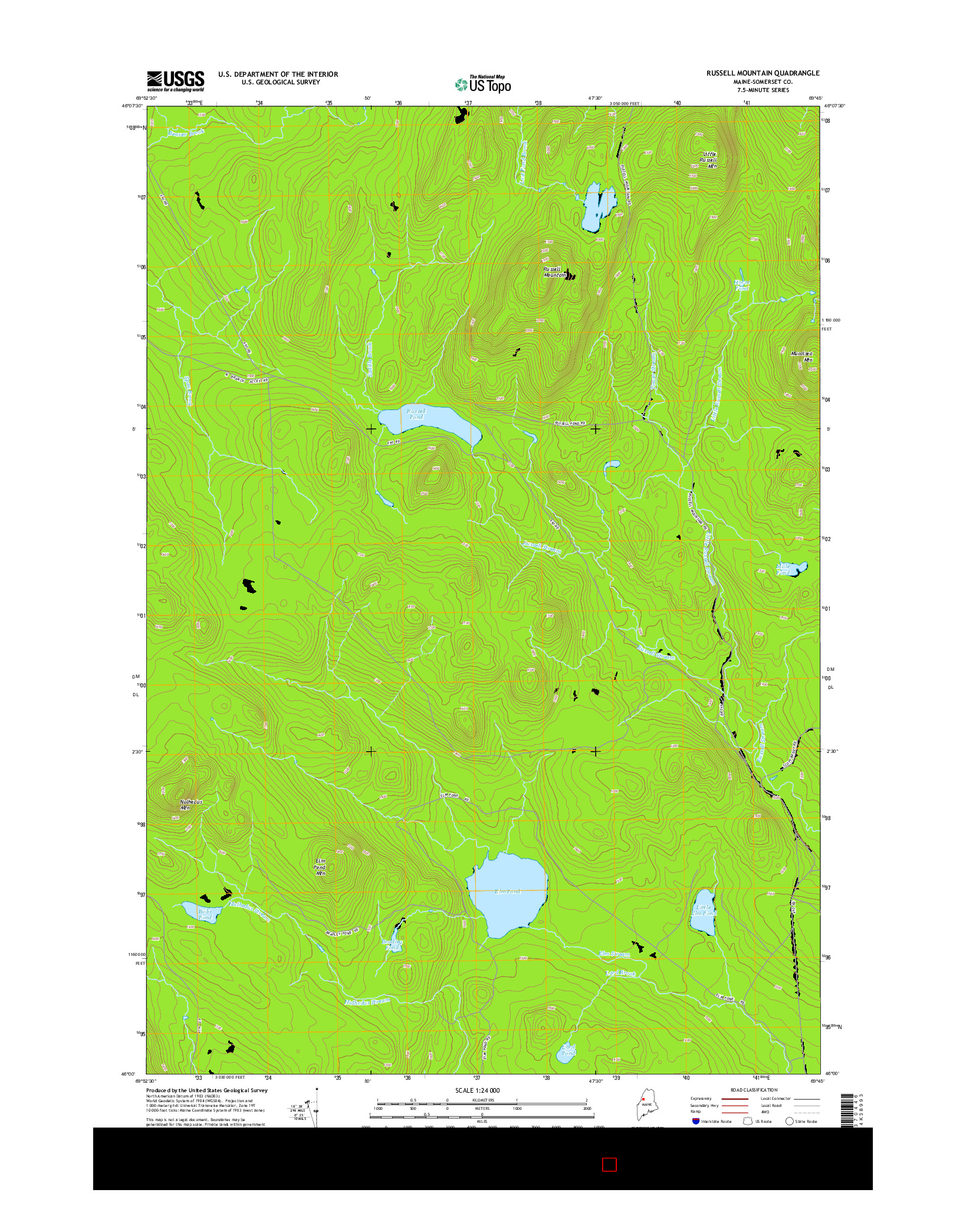 USGS US TOPO 7.5-MINUTE MAP FOR RUSSELL MOUNTAIN, ME 2014