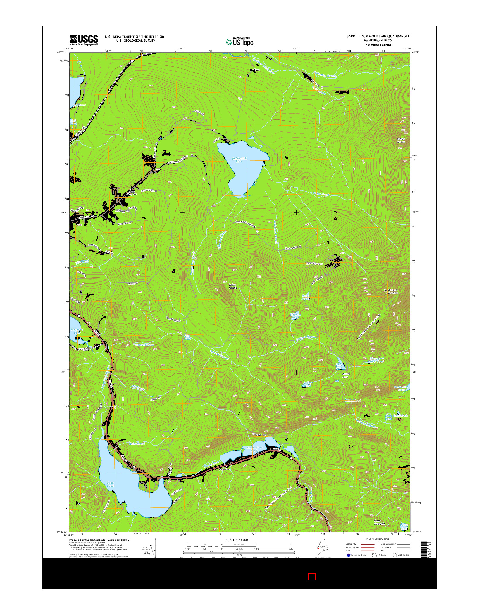 USGS US TOPO 7.5-MINUTE MAP FOR SADDLEBACK MOUNTAIN, ME 2014