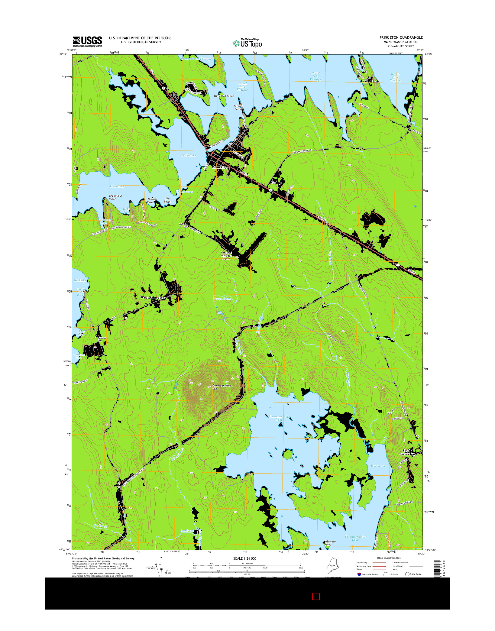 USGS US TOPO 7.5-MINUTE MAP FOR PRINCETON, ME 2014