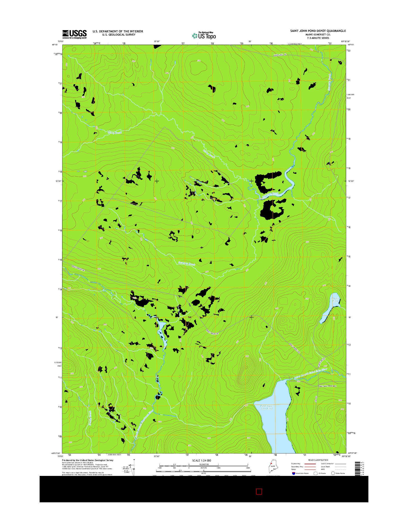 USGS US TOPO 7.5-MINUTE MAP FOR SAINT JOHN POND DEPOT, ME 2014