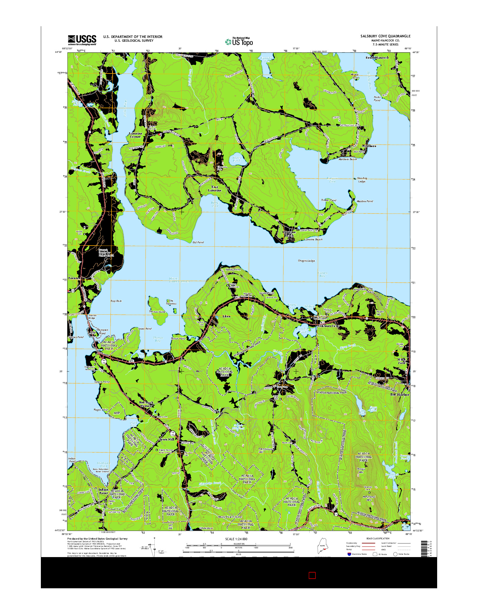 USGS US TOPO 7.5-MINUTE MAP FOR SALSBURY COVE, ME 2014