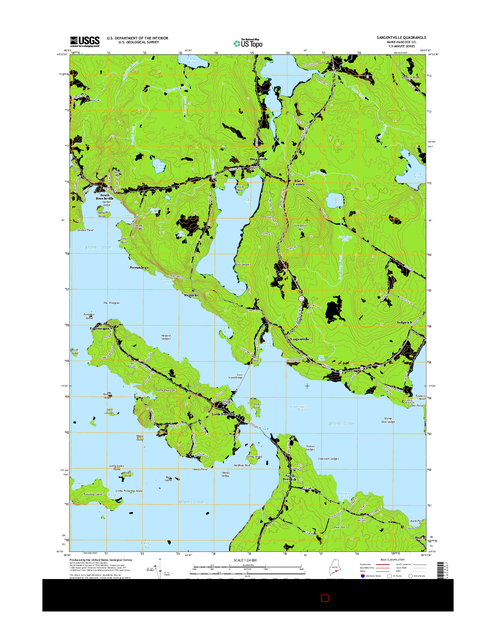 USGS US TOPO 7.5-MINUTE MAP FOR SARGENTVILLE, ME 2014