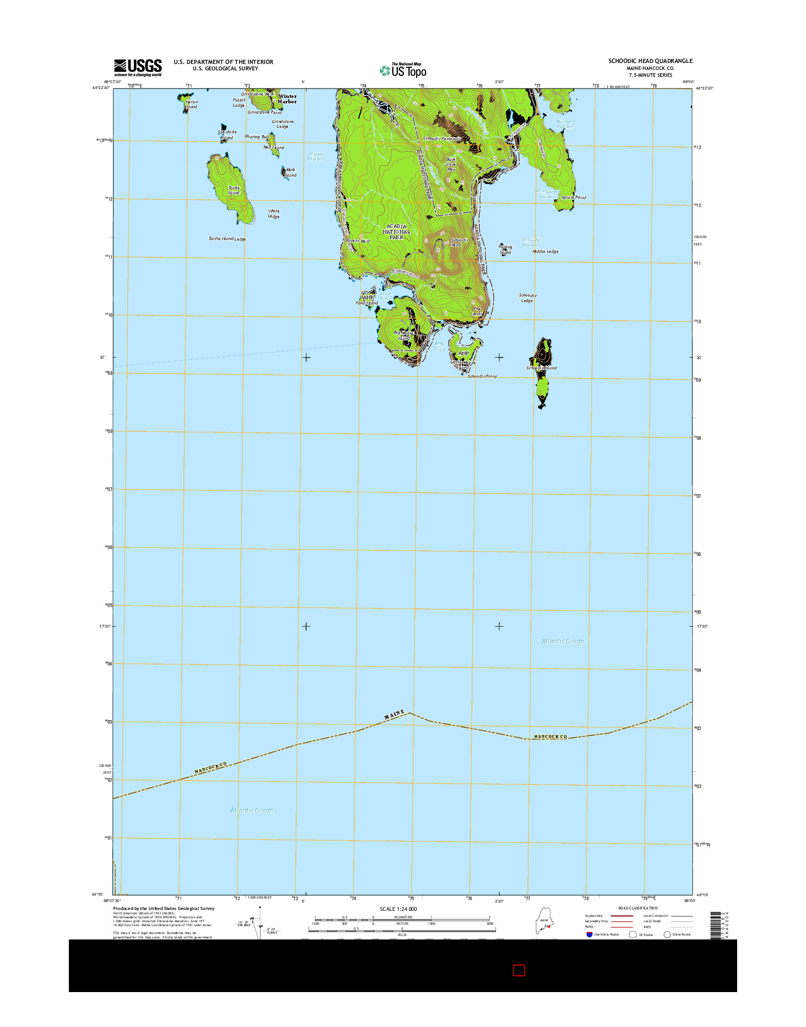 USGS US TOPO 7.5-MINUTE MAP FOR SCHOODIC HEAD, ME 2014