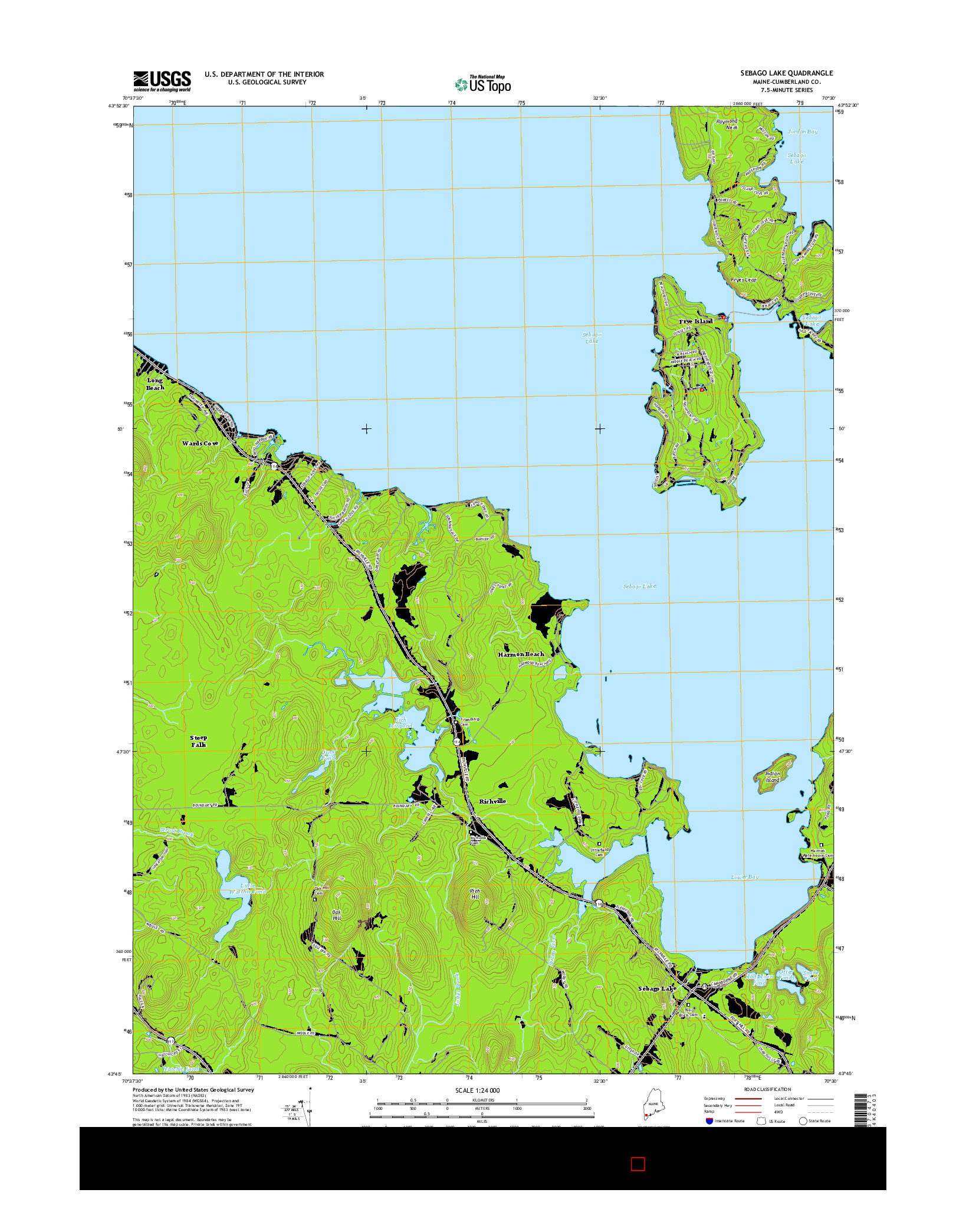 USGS US TOPO 7.5-MINUTE MAP FOR SEBAGO LAKE, ME 2014