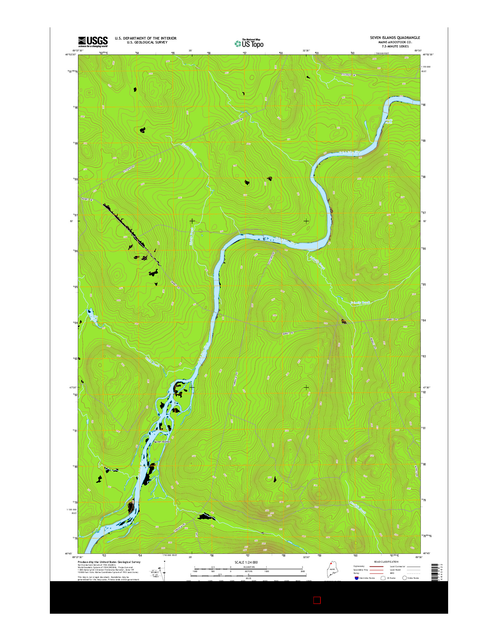 USGS US TOPO 7.5-MINUTE MAP FOR SEVEN ISLANDS, ME 2014