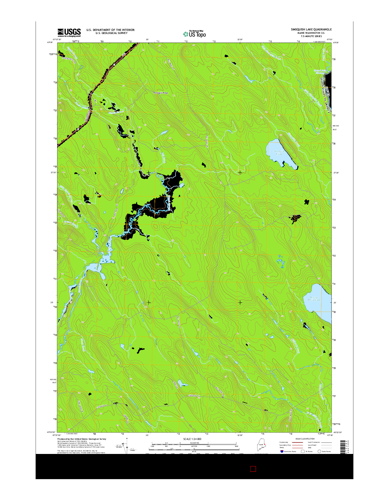 USGS US TOPO 7.5-MINUTE MAP FOR SIMSQUISH LAKE, ME 2014