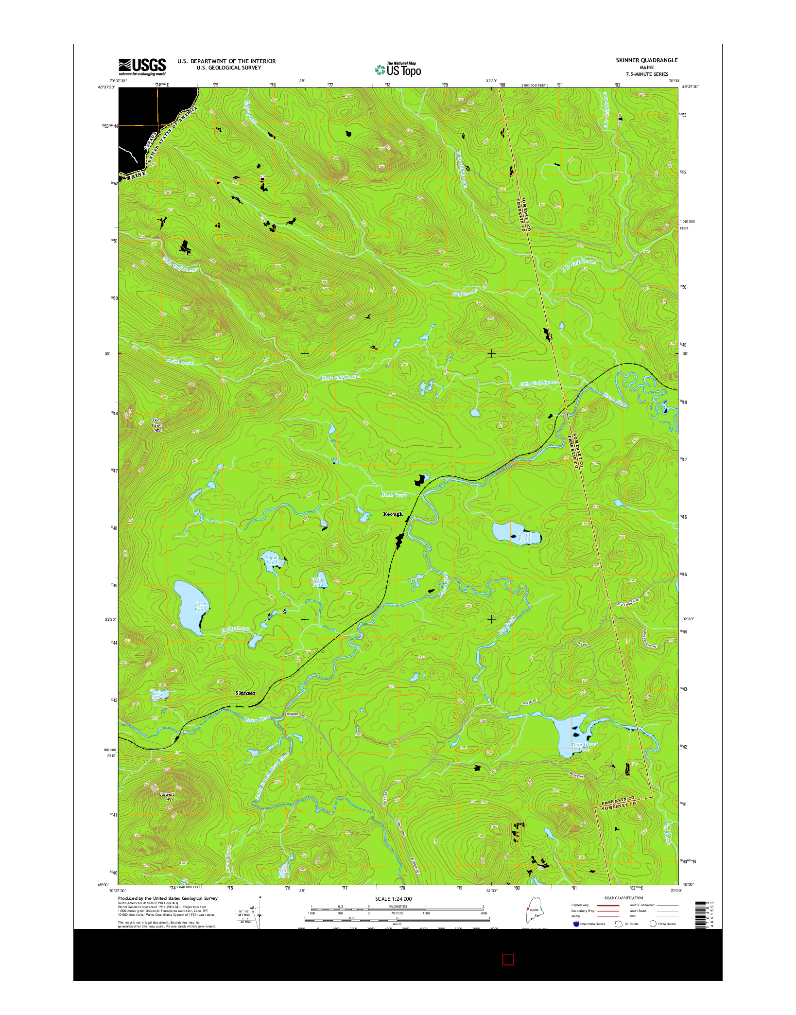 USGS US TOPO 7.5-MINUTE MAP FOR SKINNER, ME 2014