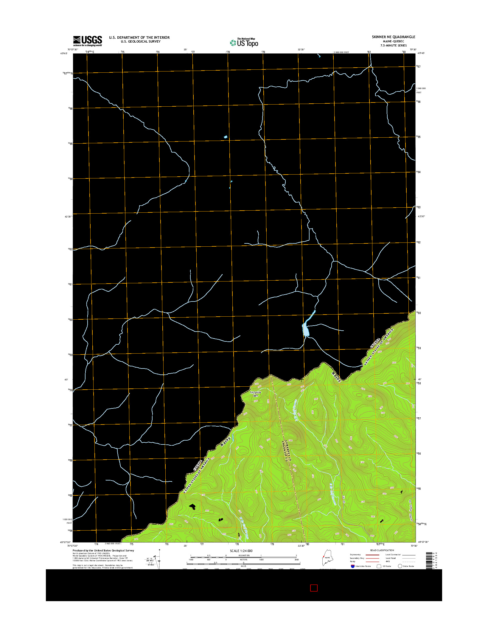 USGS US TOPO 7.5-MINUTE MAP FOR SKINNER NE, ME-QC 2014