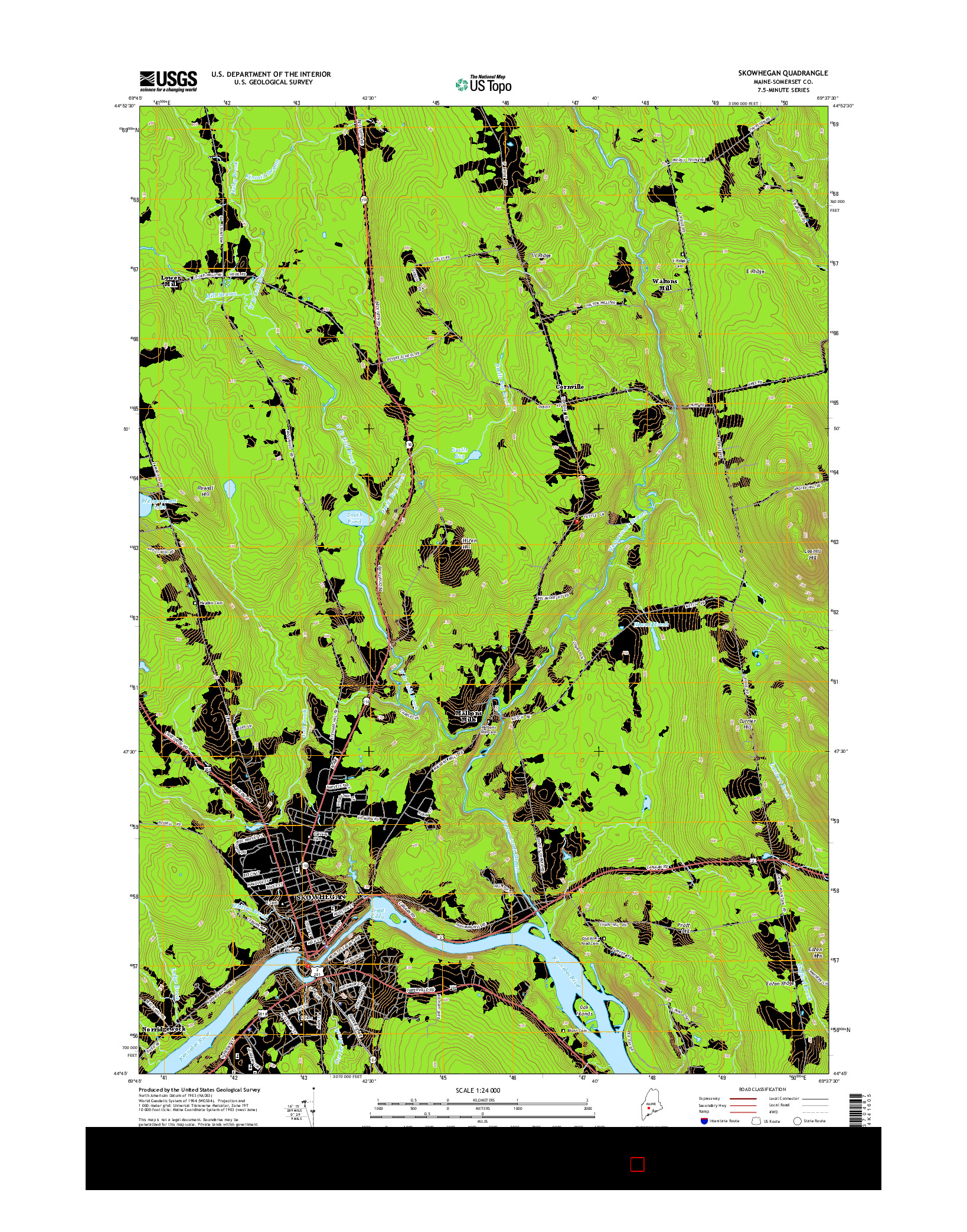 USGS US TOPO 7.5-MINUTE MAP FOR SKOWHEGAN, ME 2014