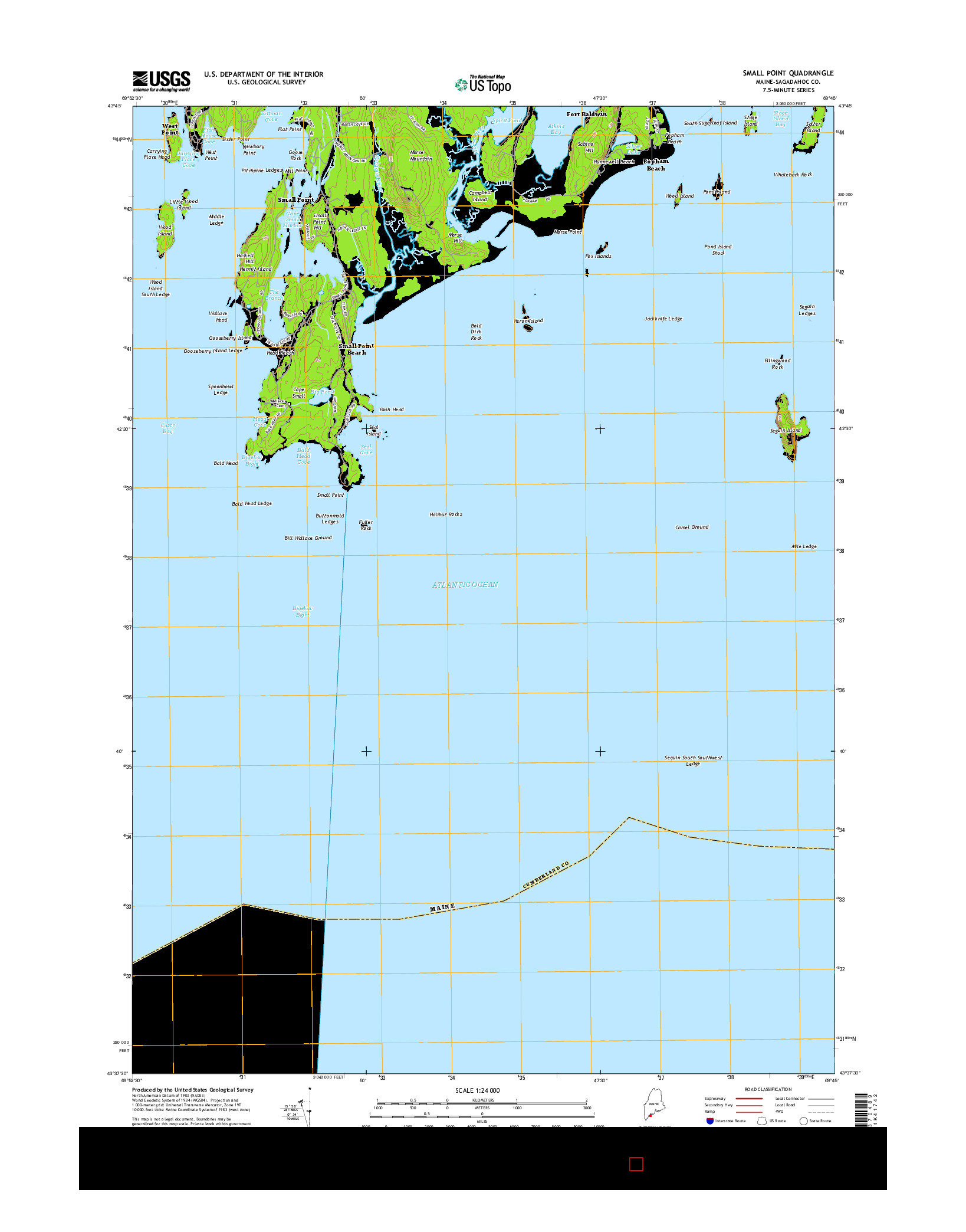 USGS US TOPO 7.5-MINUTE MAP FOR SMALL POINT, ME 2014