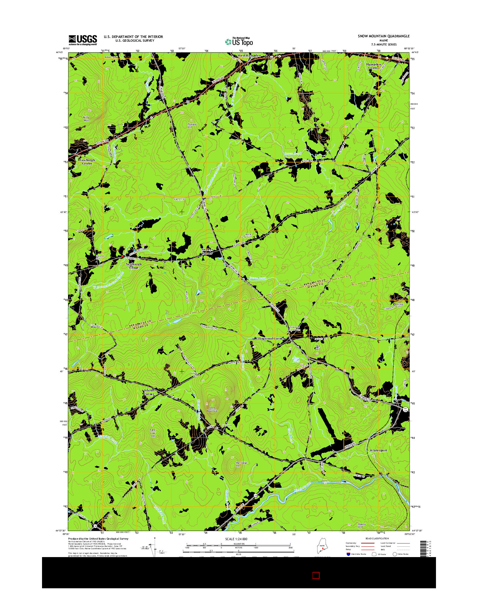 USGS US TOPO 7.5-MINUTE MAP FOR SNOW MOUNTAIN, ME 2014