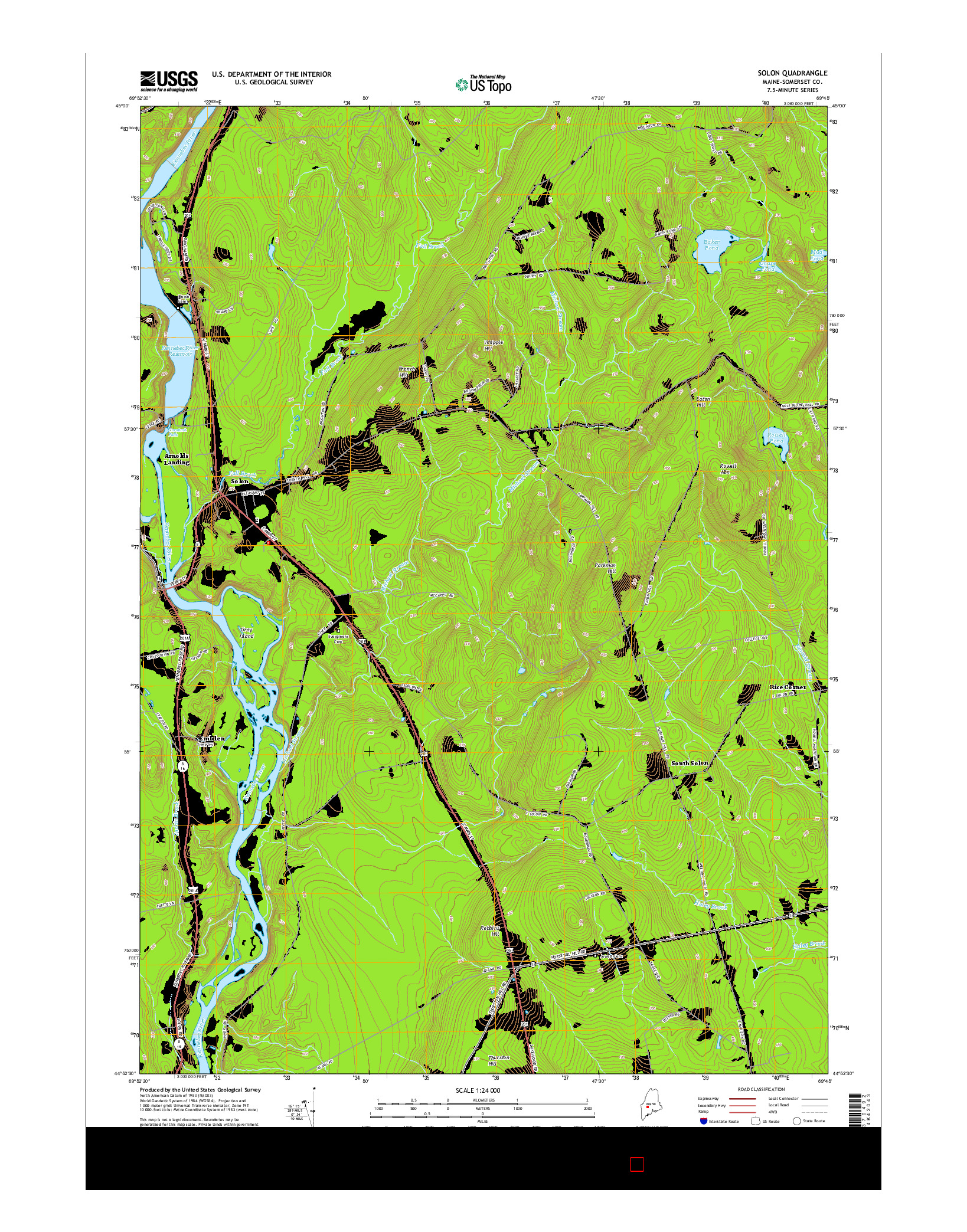 USGS US TOPO 7.5-MINUTE MAP FOR SOLON, ME 2014