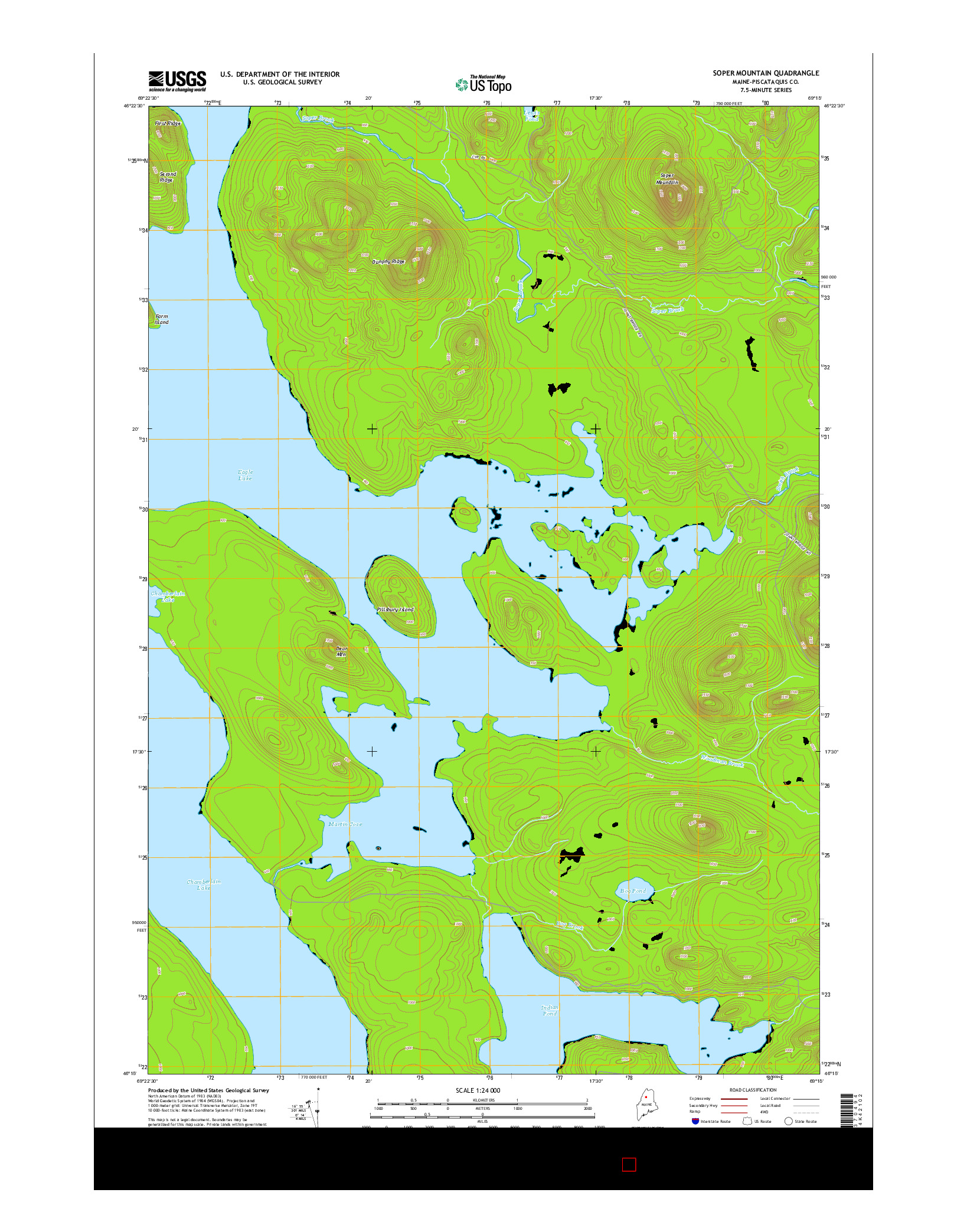 USGS US TOPO 7.5-MINUTE MAP FOR SOPER MOUNTAIN, ME 2014