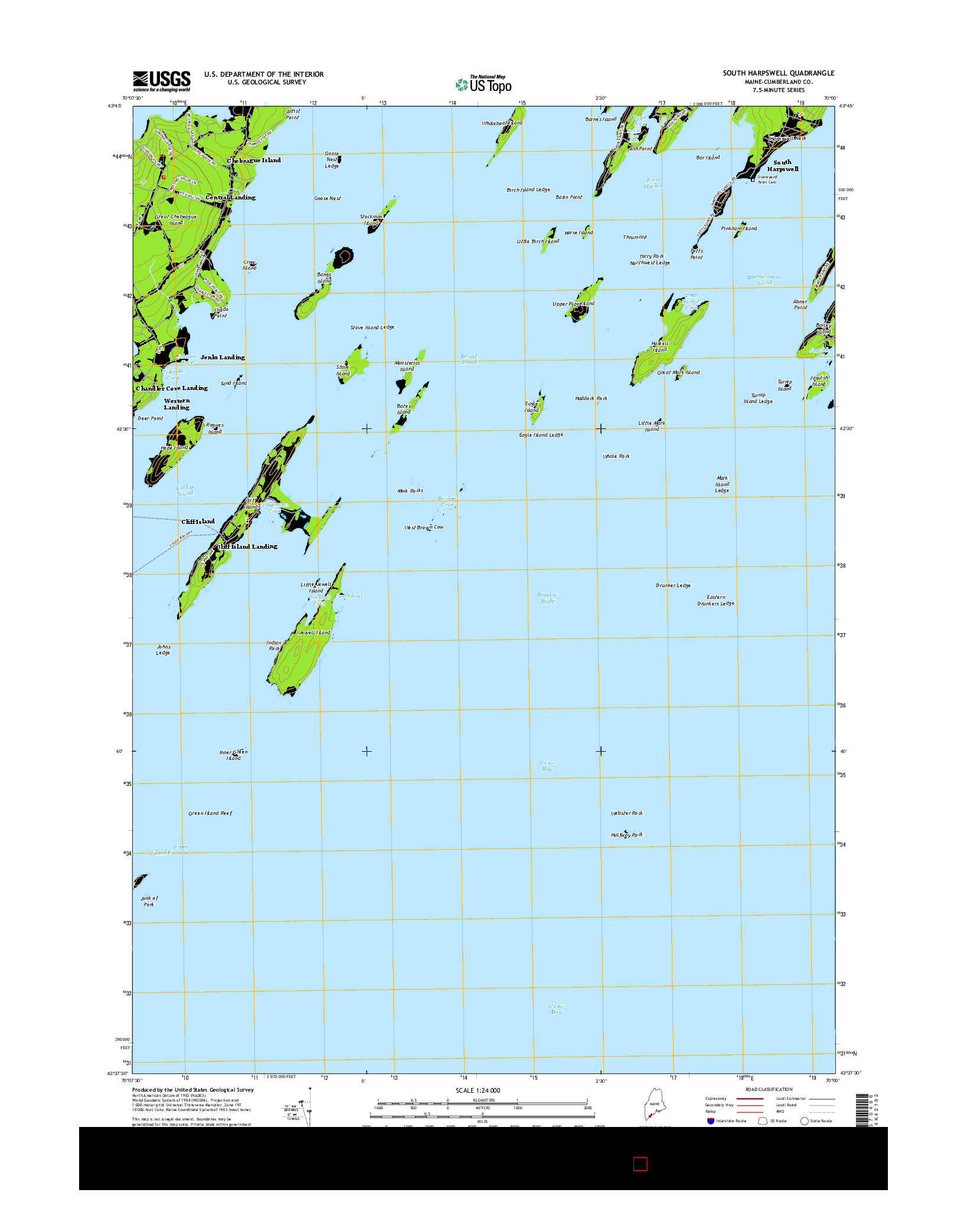 USGS US TOPO 7.5-MINUTE MAP FOR SOUTH HARPSWELL, ME 2014