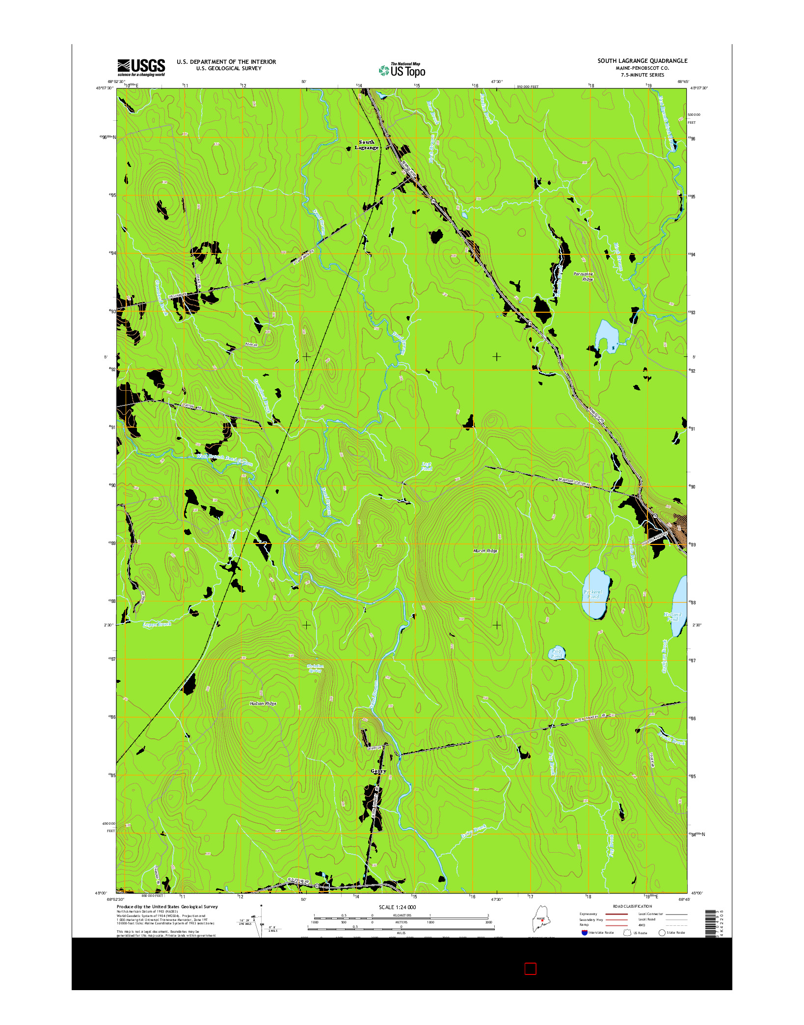 USGS US TOPO 7.5-MINUTE MAP FOR SOUTH LAGRANGE, ME 2014