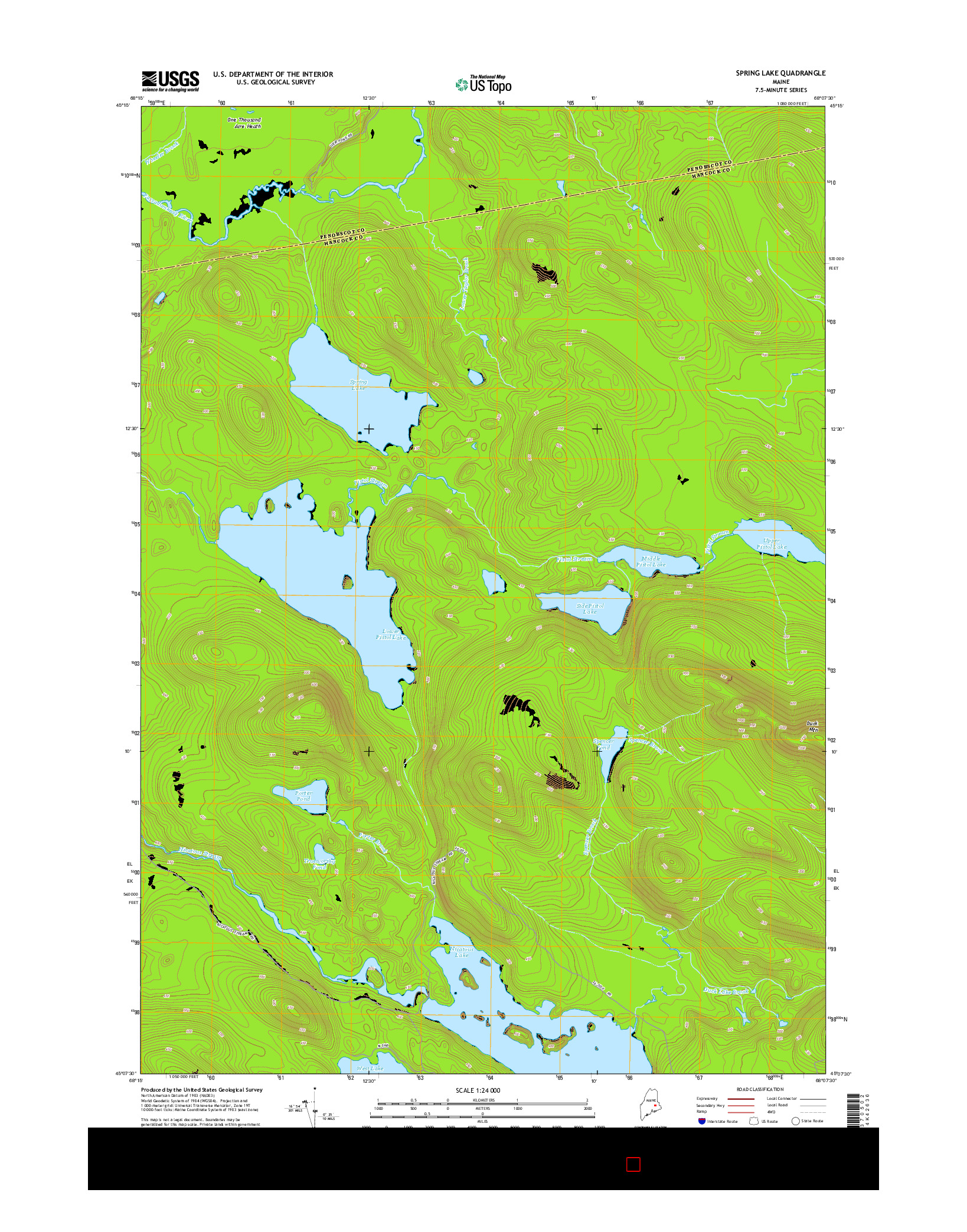 USGS US TOPO 7.5-MINUTE MAP FOR SPRING LAKE, ME 2014