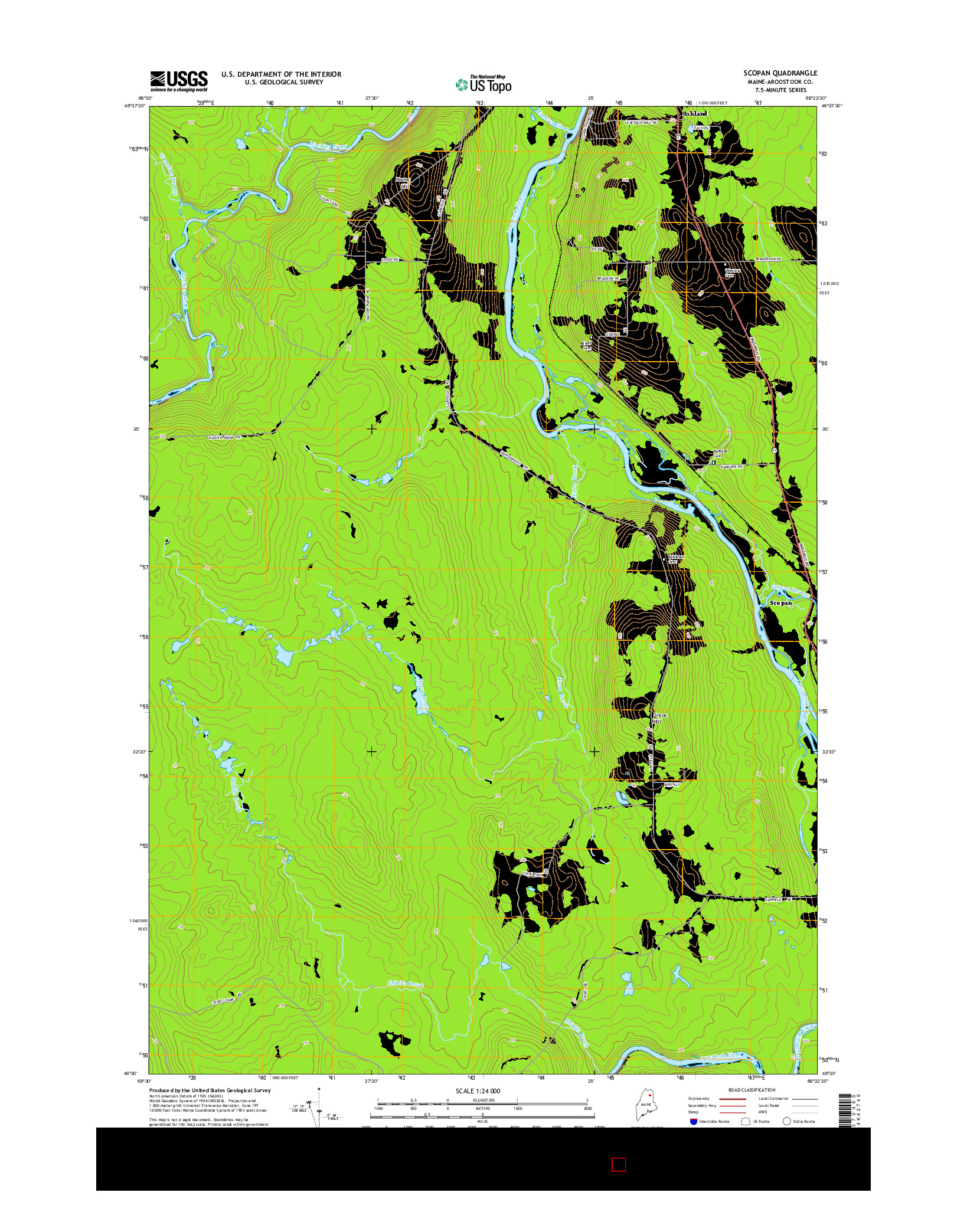 USGS US TOPO 7.5-MINUTE MAP FOR SCOPAN, ME 2014