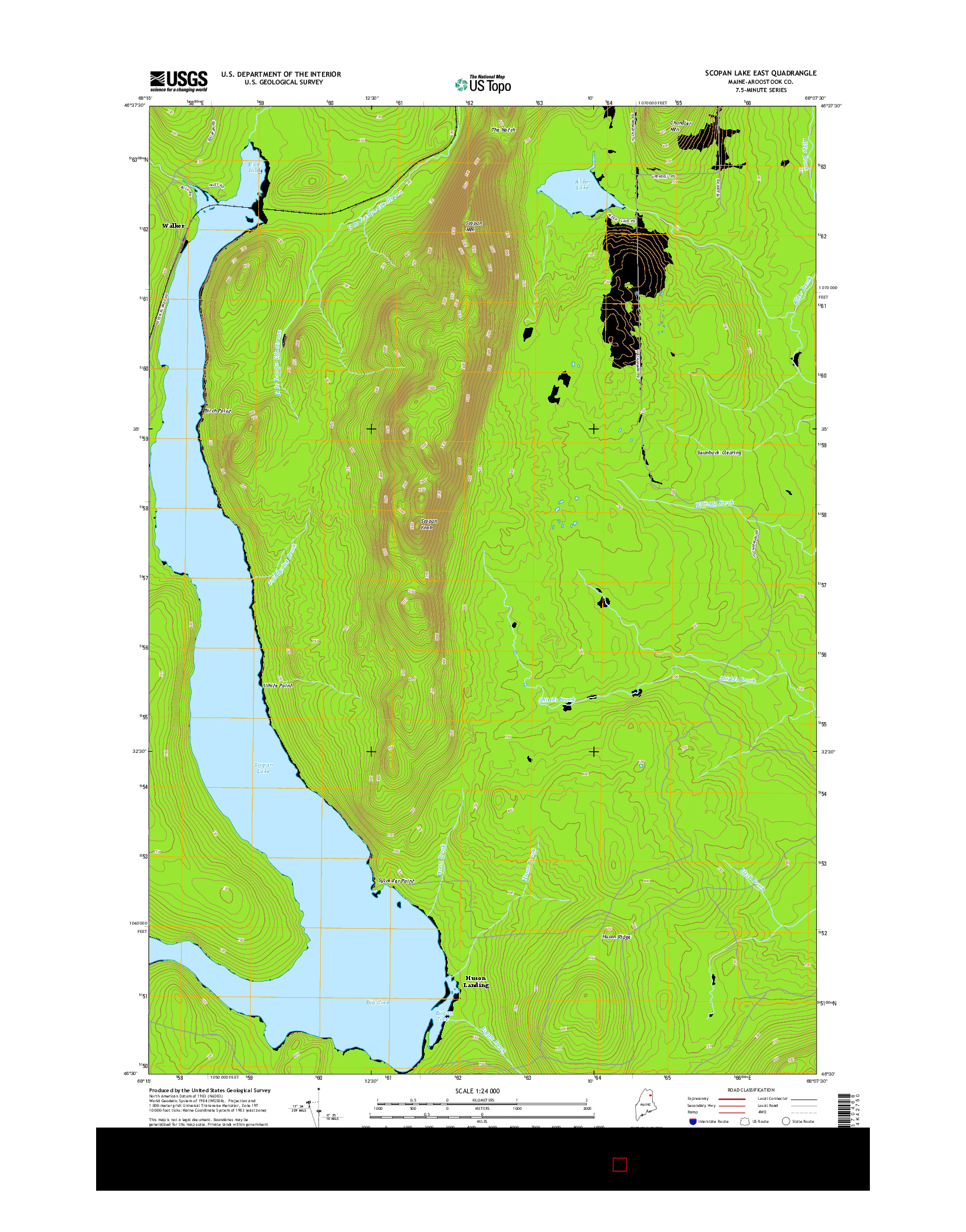 USGS US TOPO 7.5-MINUTE MAP FOR SCOPAN LAKE EAST, ME 2014