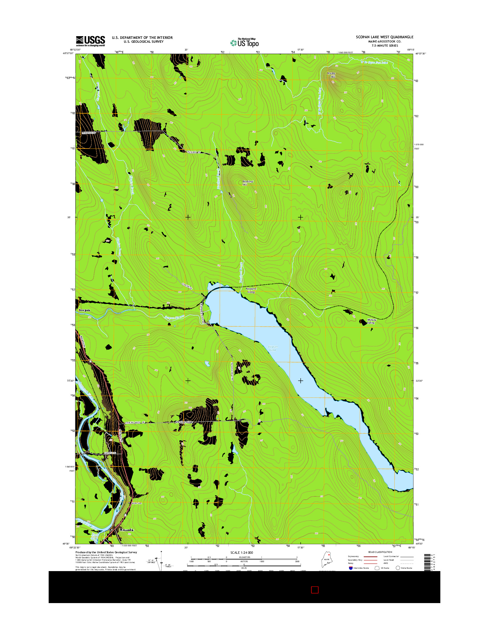USGS US TOPO 7.5-MINUTE MAP FOR SCOPAN LAKE WEST, ME 2014