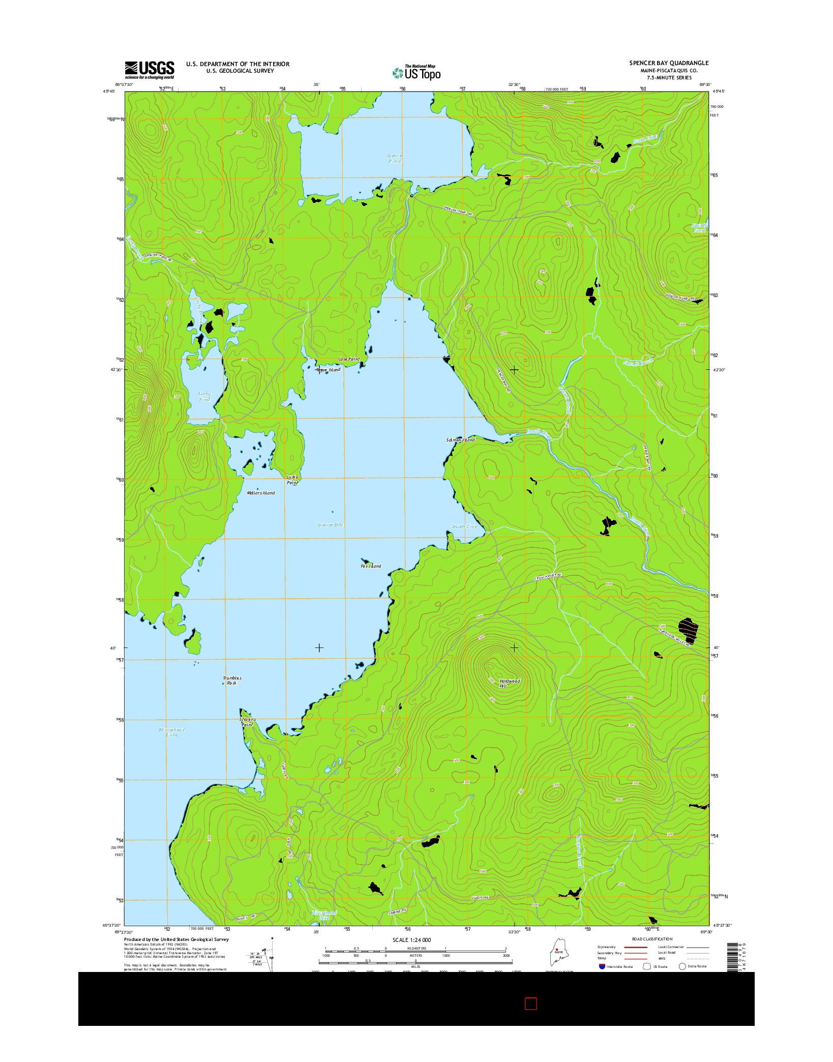 USGS US TOPO 7.5-MINUTE MAP FOR SPENCER BAY, ME 2014