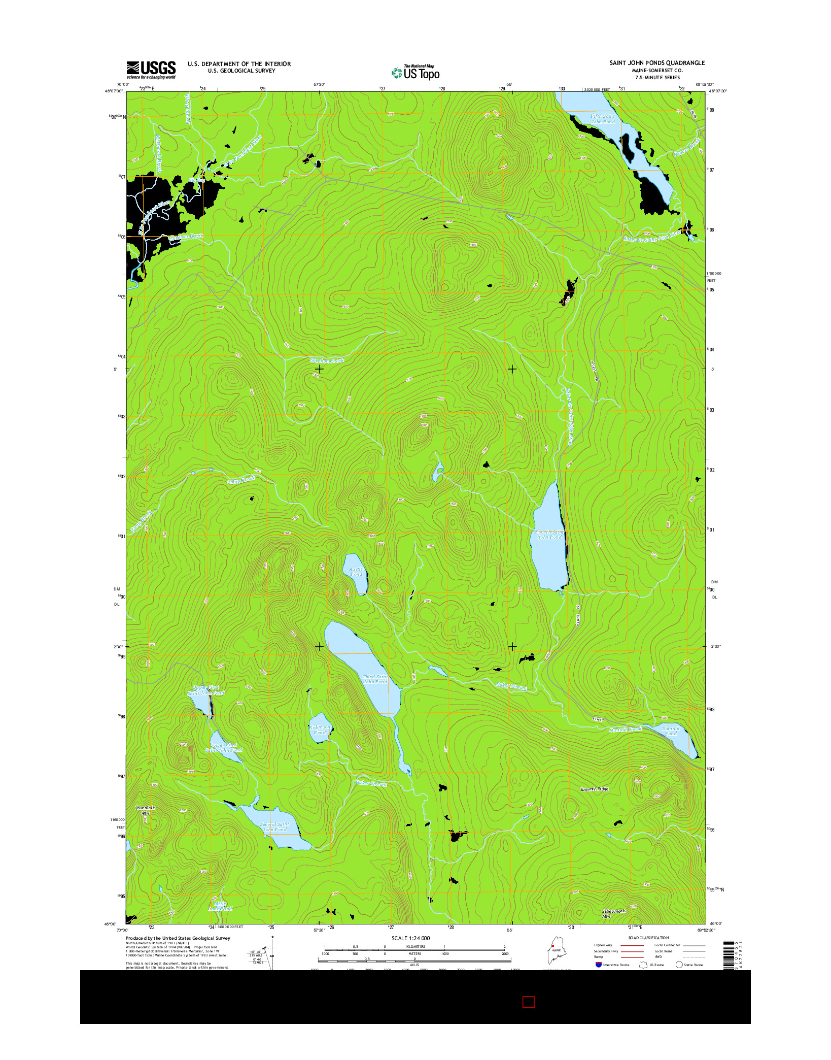 USGS US TOPO 7.5-MINUTE MAP FOR SAINT JOHN PONDS, ME 2014
