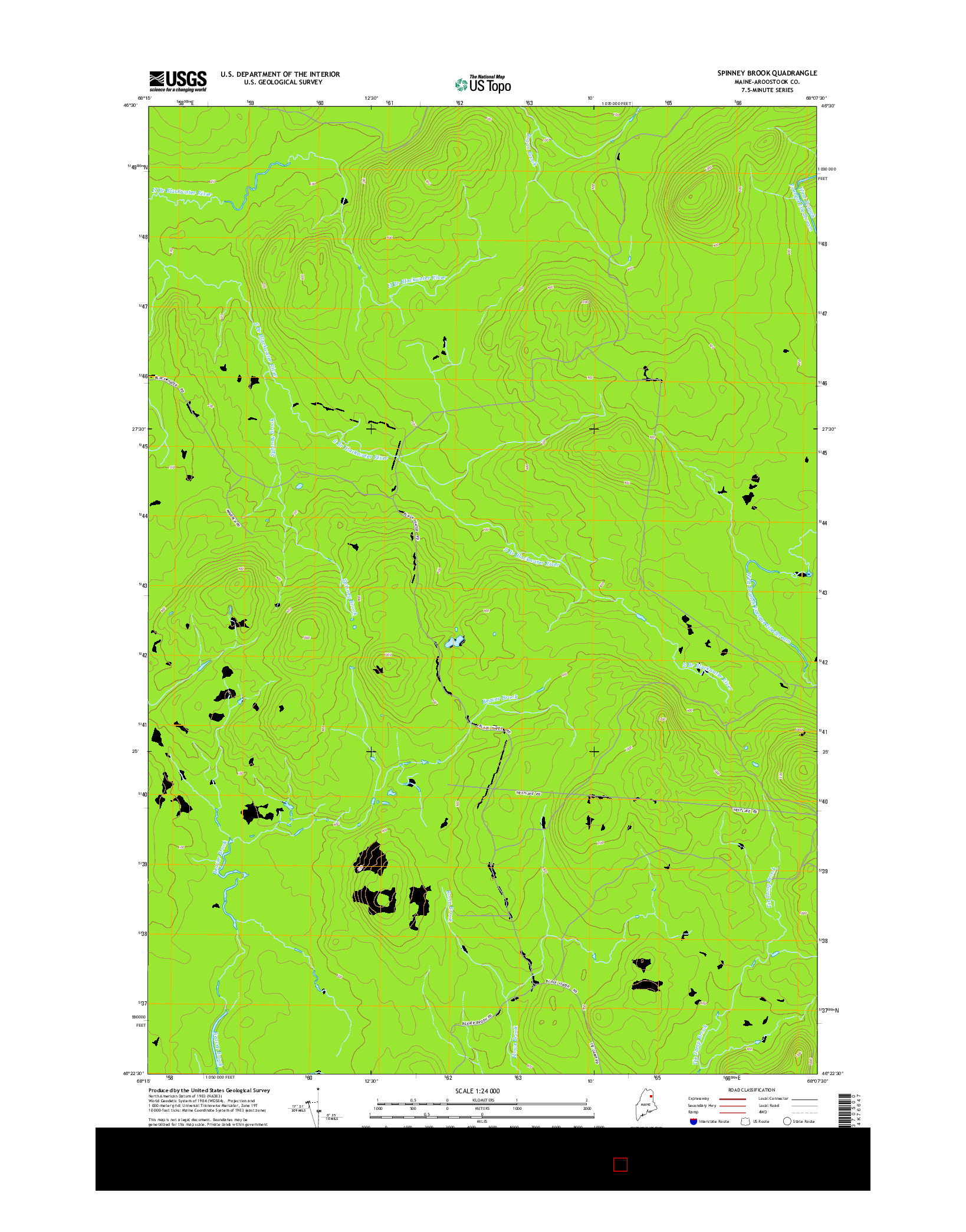 USGS US TOPO 7.5-MINUTE MAP FOR SPINNEY BROOK, ME 2014