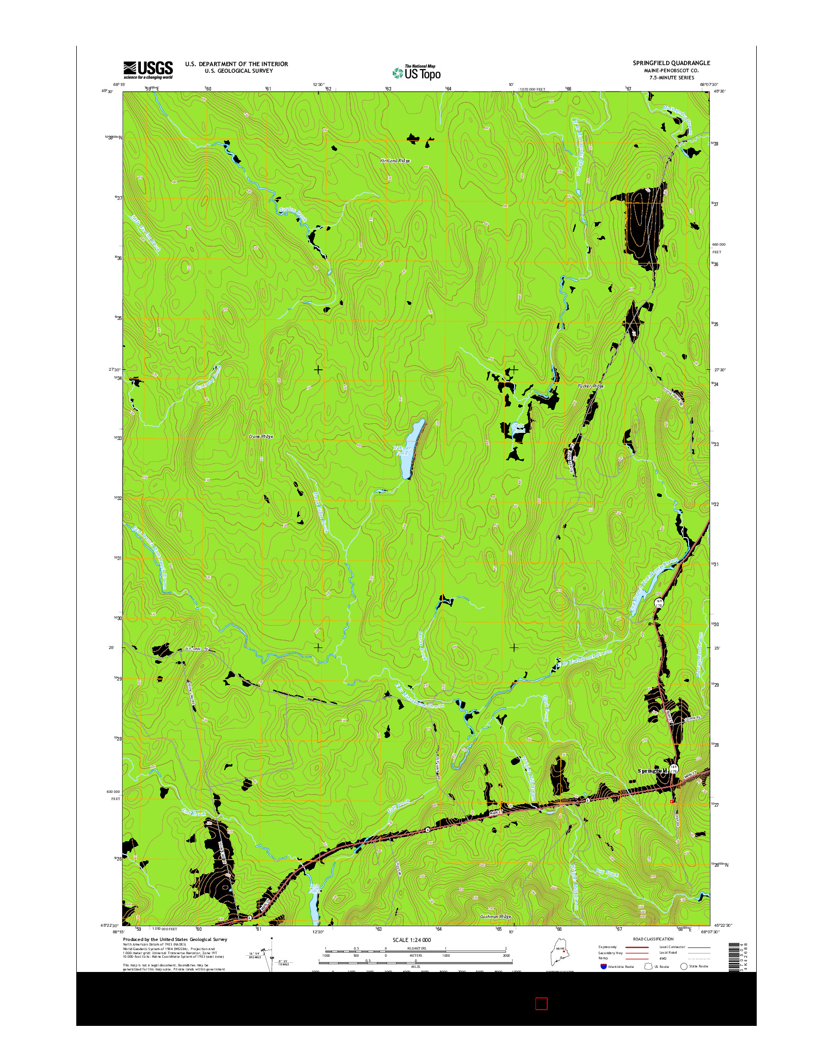 USGS US TOPO 7.5-MINUTE MAP FOR SPRINGFIELD, ME 2014