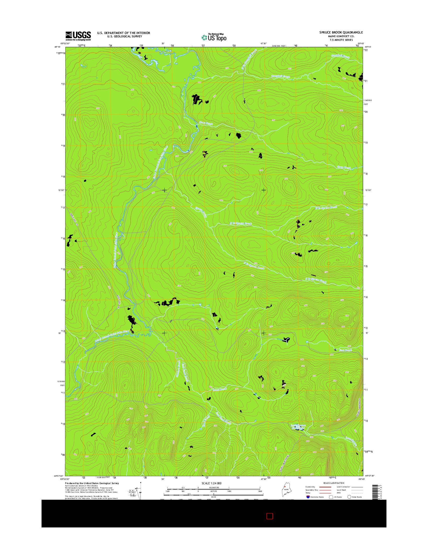 USGS US TOPO 7.5-MINUTE MAP FOR SPRUCE BROOK, ME 2014