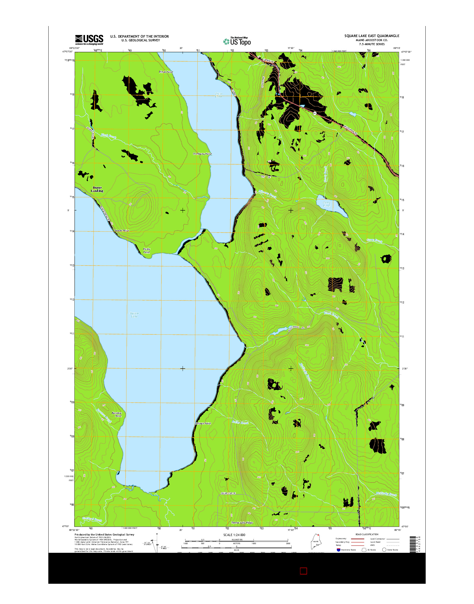 USGS US TOPO 7.5-MINUTE MAP FOR SQUARE LAKE EAST, ME 2014