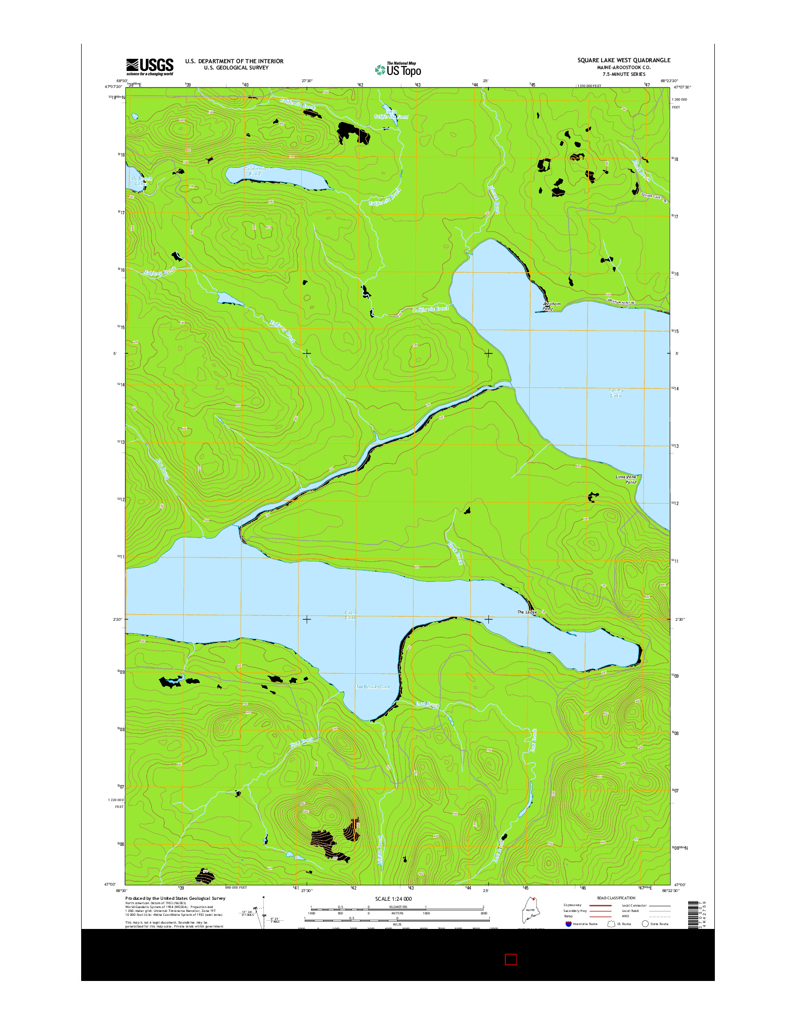 USGS US TOPO 7.5-MINUTE MAP FOR SQUARE LAKE WEST, ME 2014