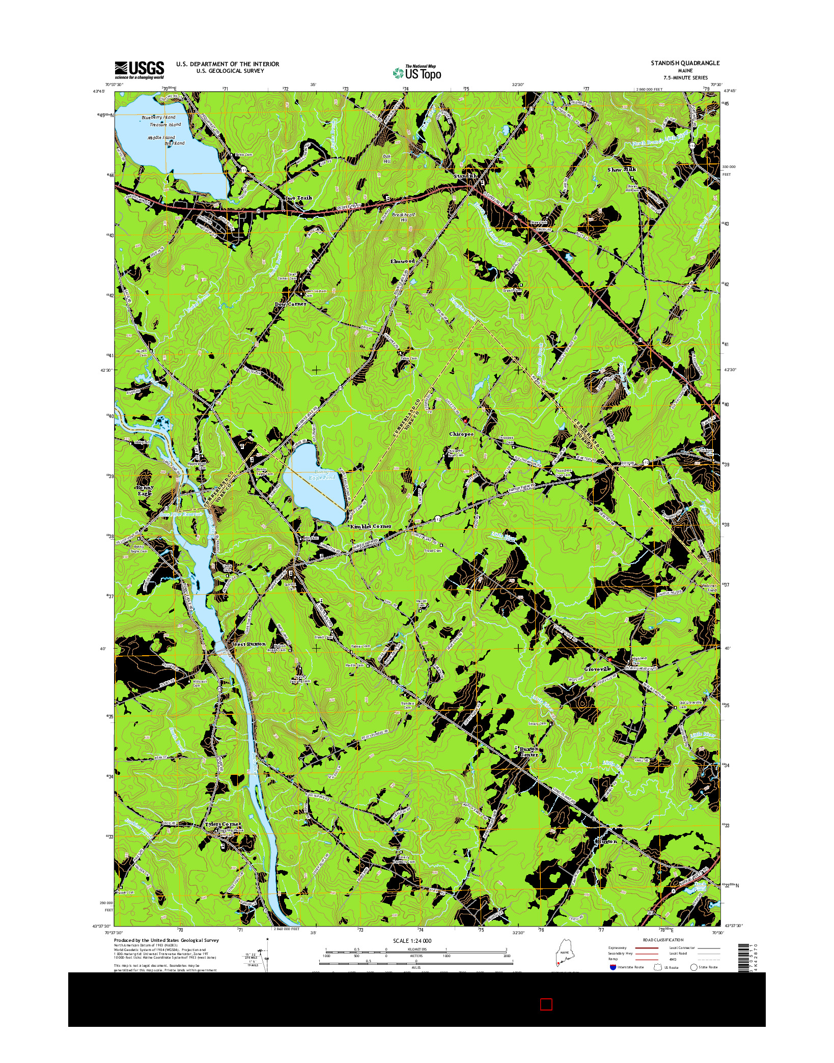 USGS US TOPO 7.5-MINUTE MAP FOR STANDISH, ME 2014