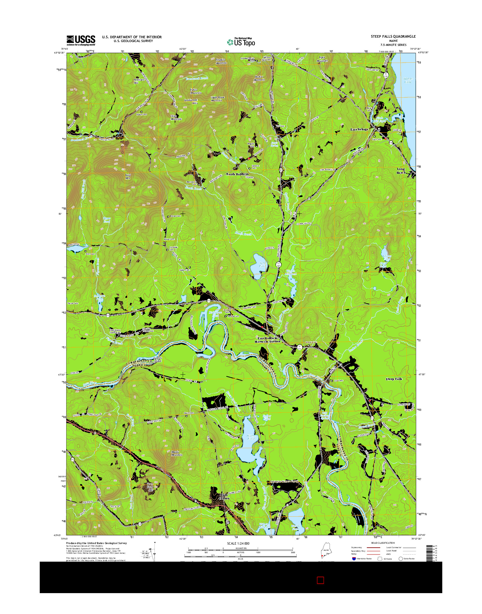 USGS US TOPO 7.5-MINUTE MAP FOR STEEP FALLS, ME 2014