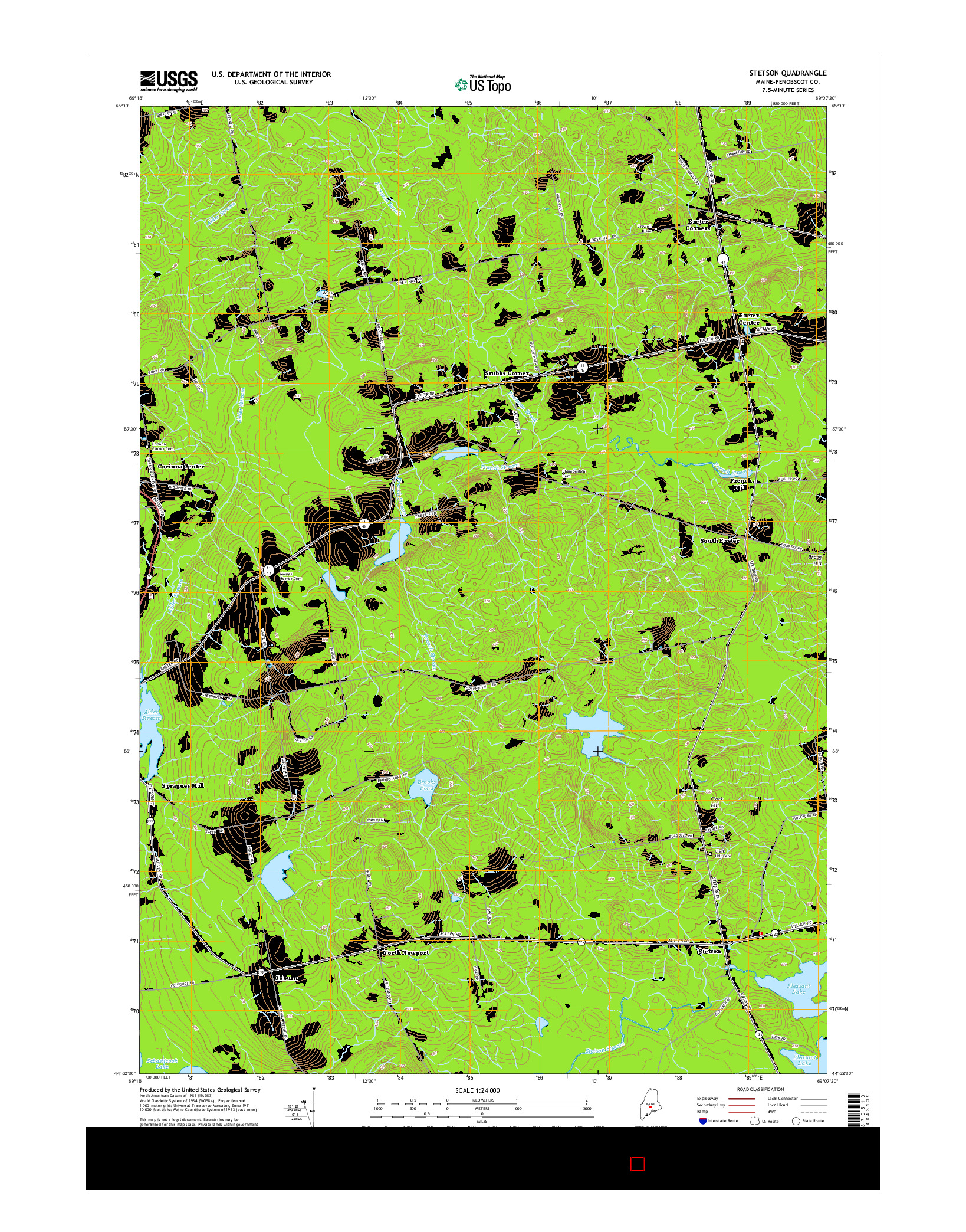 USGS US TOPO 7.5-MINUTE MAP FOR STETSON, ME 2014