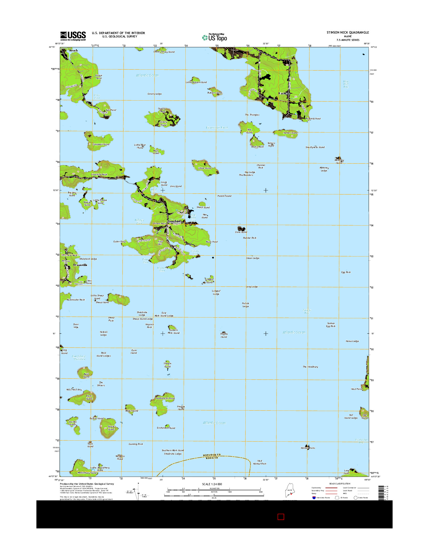 USGS US TOPO 7.5-MINUTE MAP FOR STINSON NECK, ME 2014