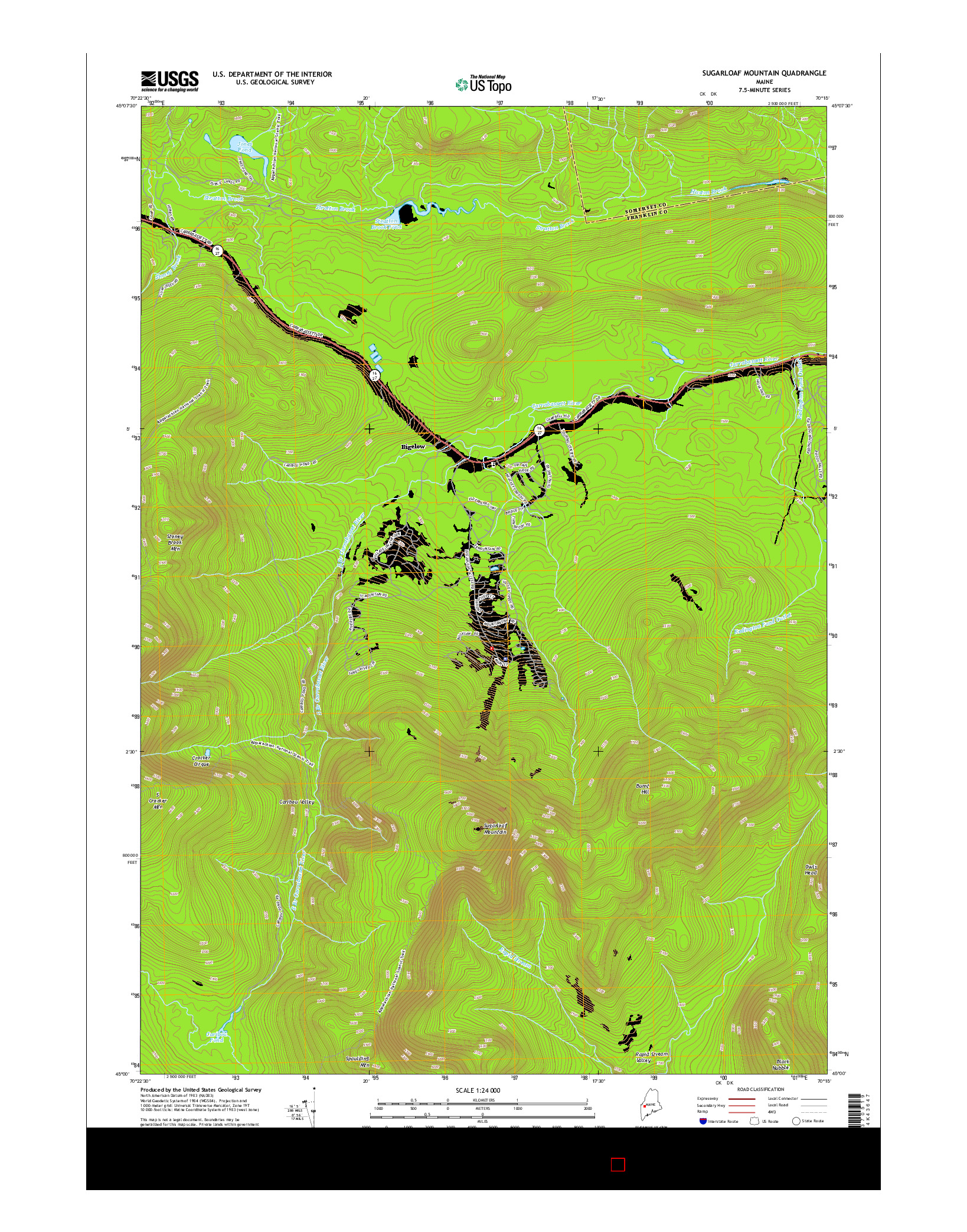 USGS US TOPO 7.5-MINUTE MAP FOR SUGARLOAF MOUNTAIN, ME 2014