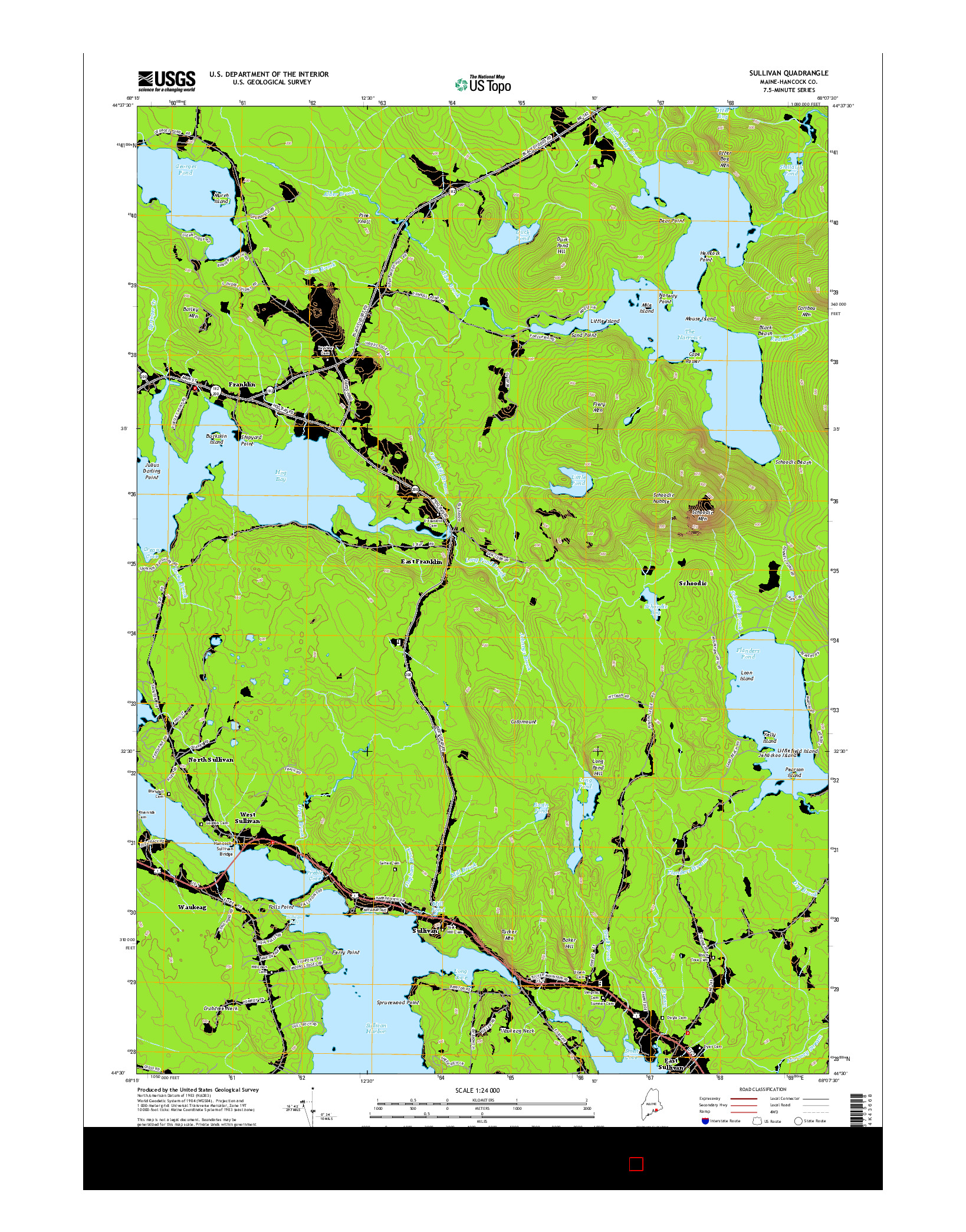 USGS US TOPO 7.5-MINUTE MAP FOR SULLIVAN, ME 2014