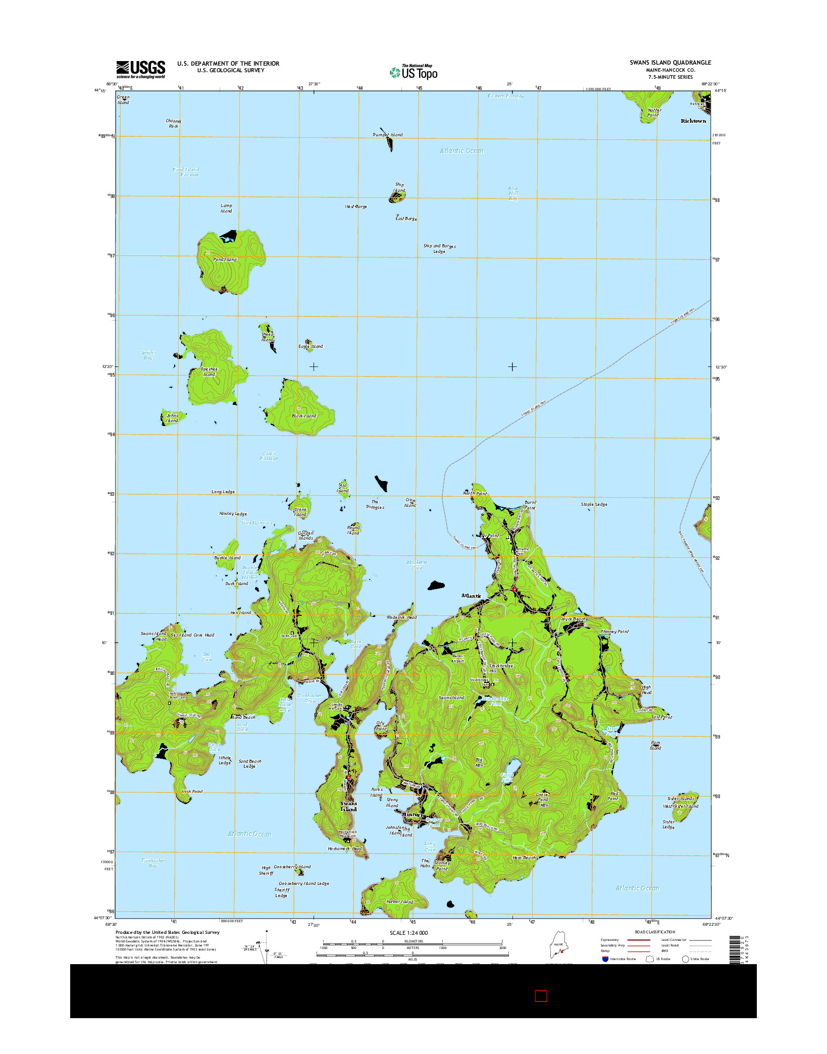 USGS US TOPO 7.5-MINUTE MAP FOR SWANS ISLAND, ME 2014