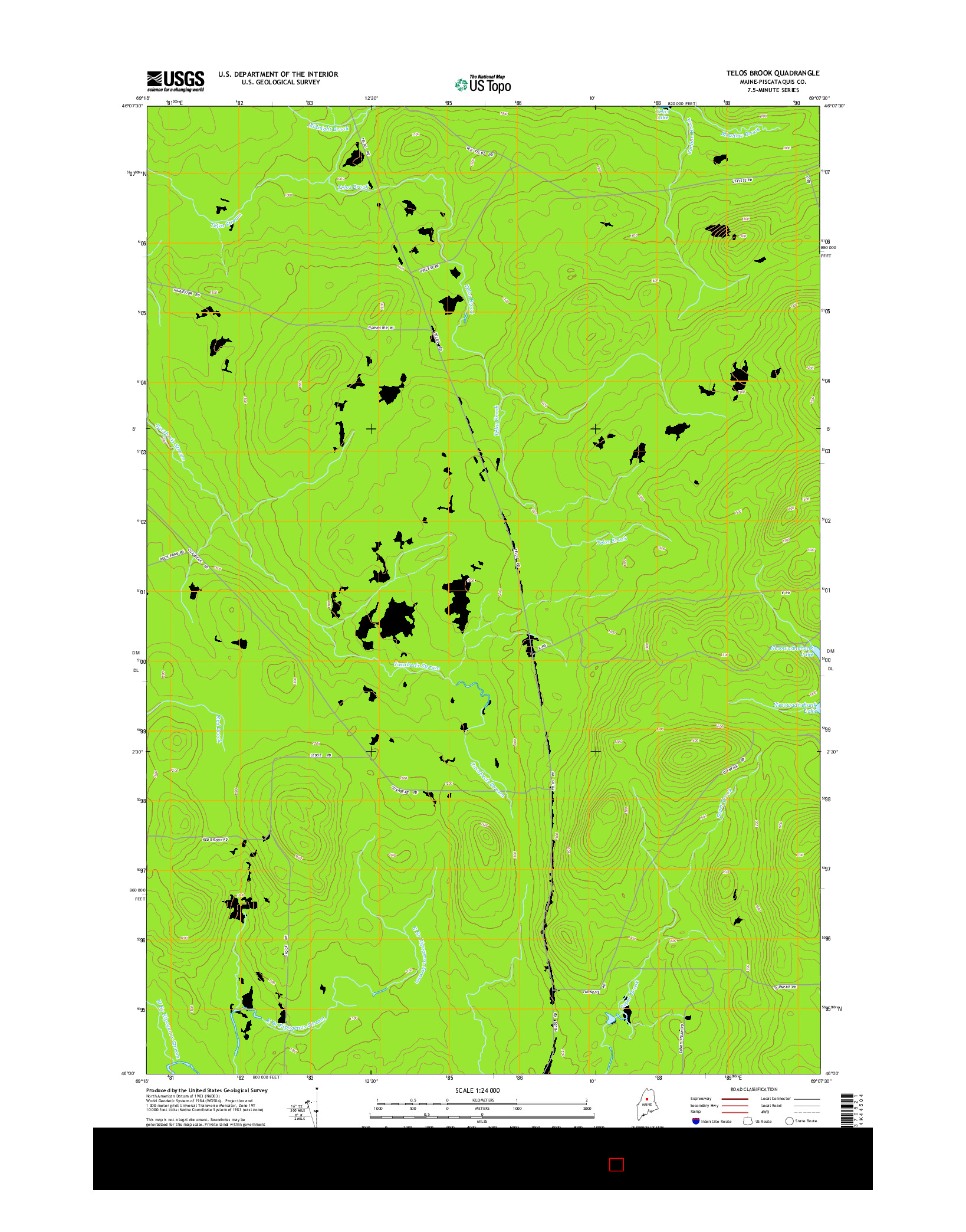 USGS US TOPO 7.5-MINUTE MAP FOR TELOS BROOK, ME 2014