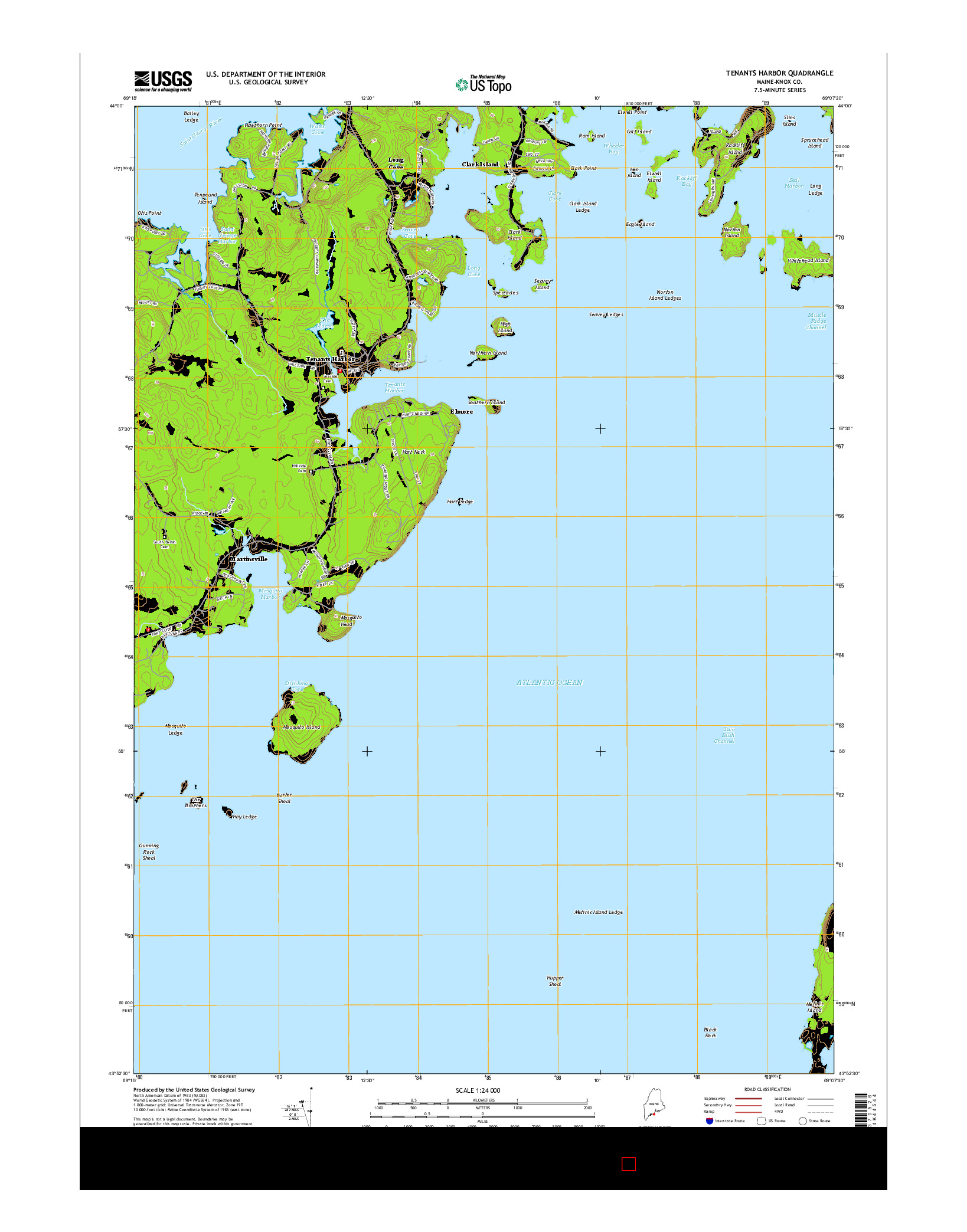 USGS US TOPO 7.5-MINUTE MAP FOR TENANTS HARBOR, ME 2014