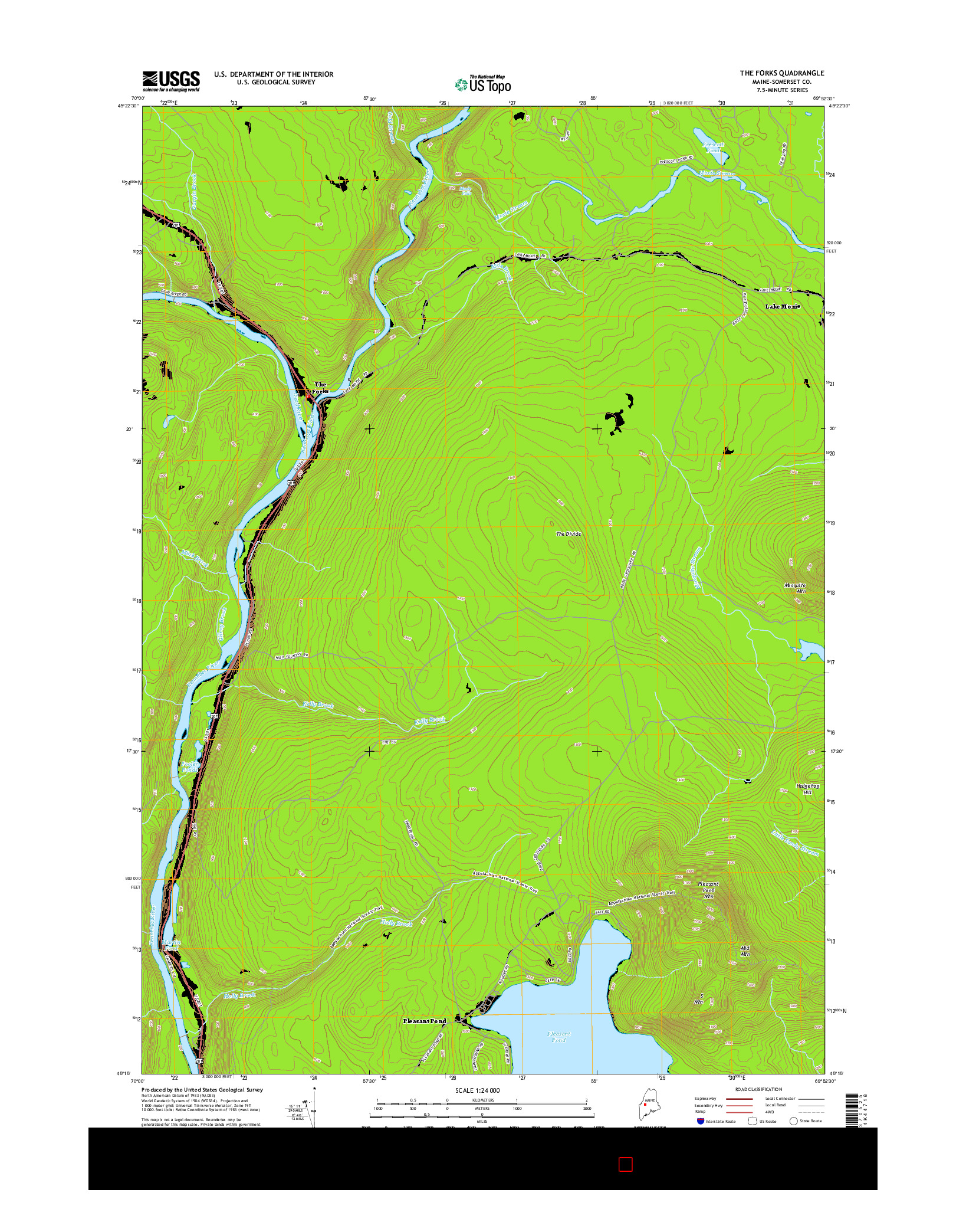 USGS US TOPO 7.5-MINUTE MAP FOR THE FORKS, ME 2014