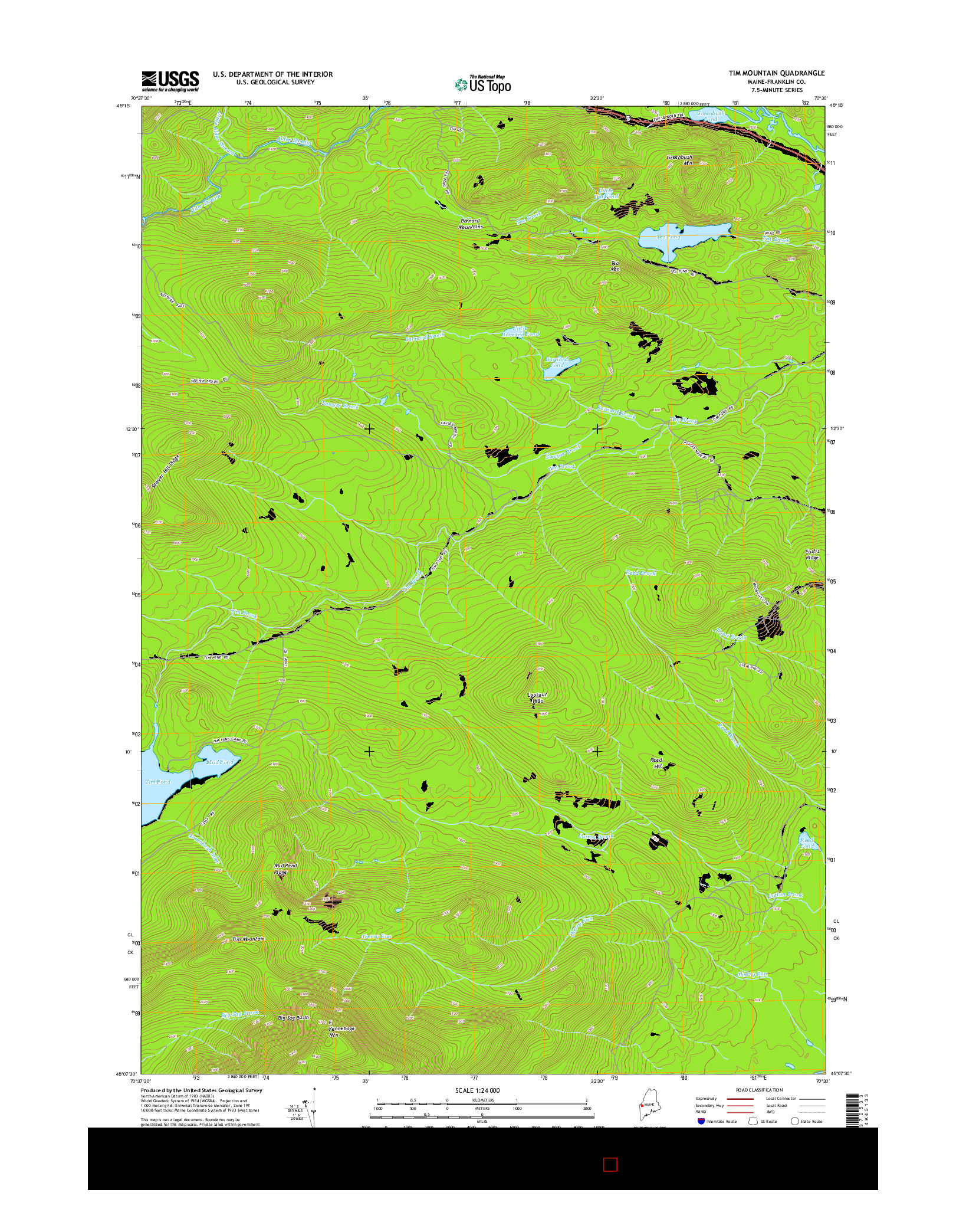 USGS US TOPO 7.5-MINUTE MAP FOR TIM MOUNTAIN, ME 2014